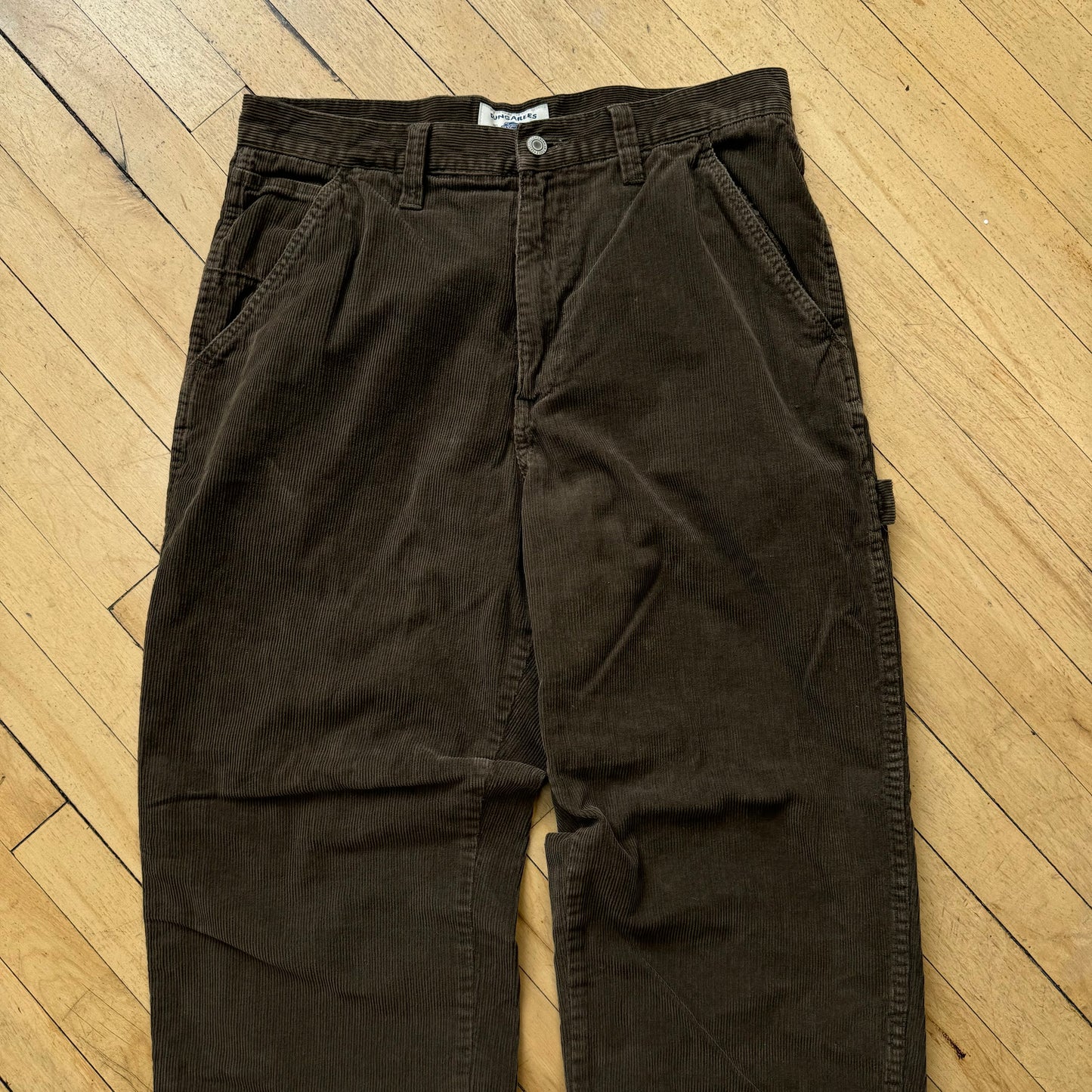Vintage Brown Corduroy Dungarees Sz 34x32