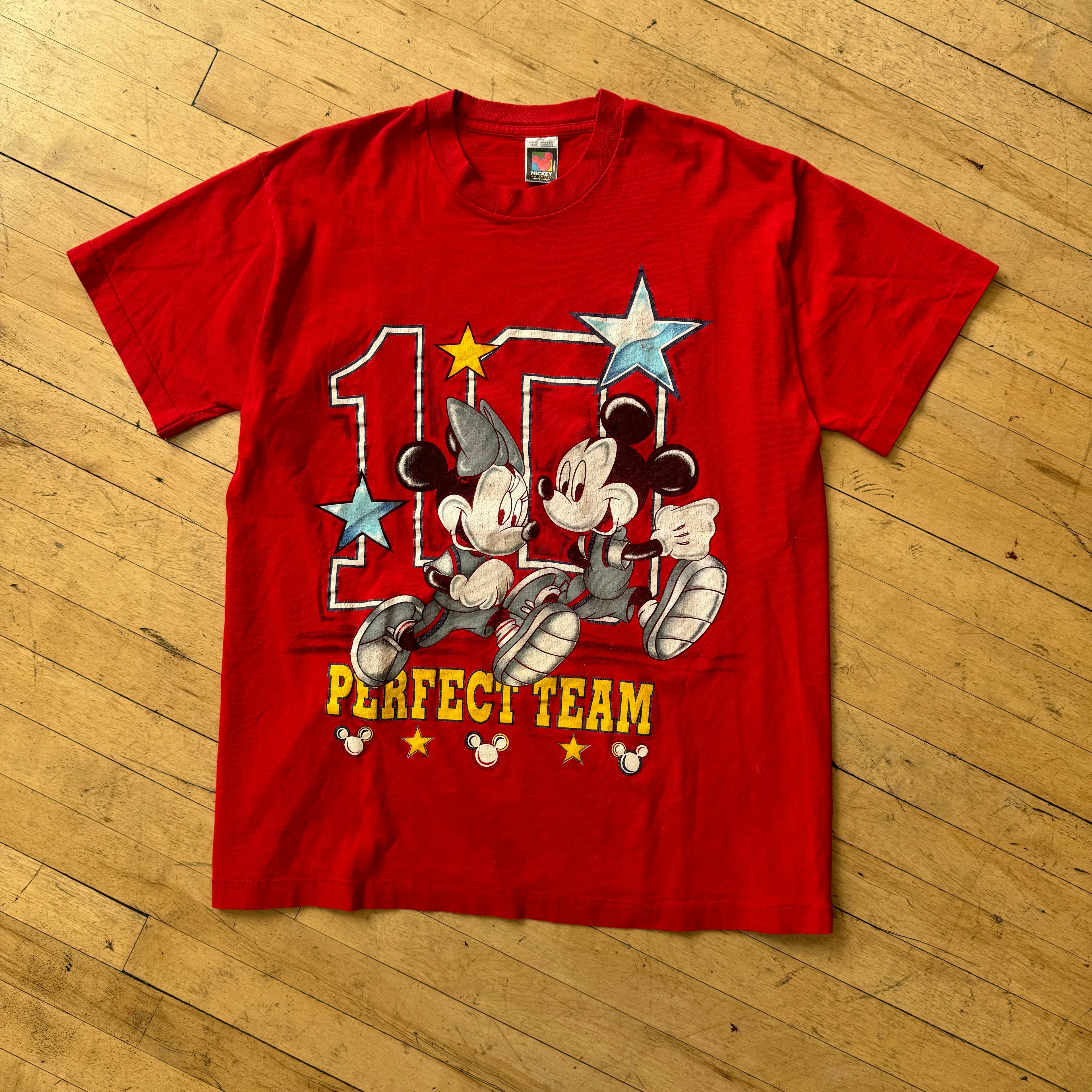 Vintage Mickey Mouse Team T-shirt Sz L