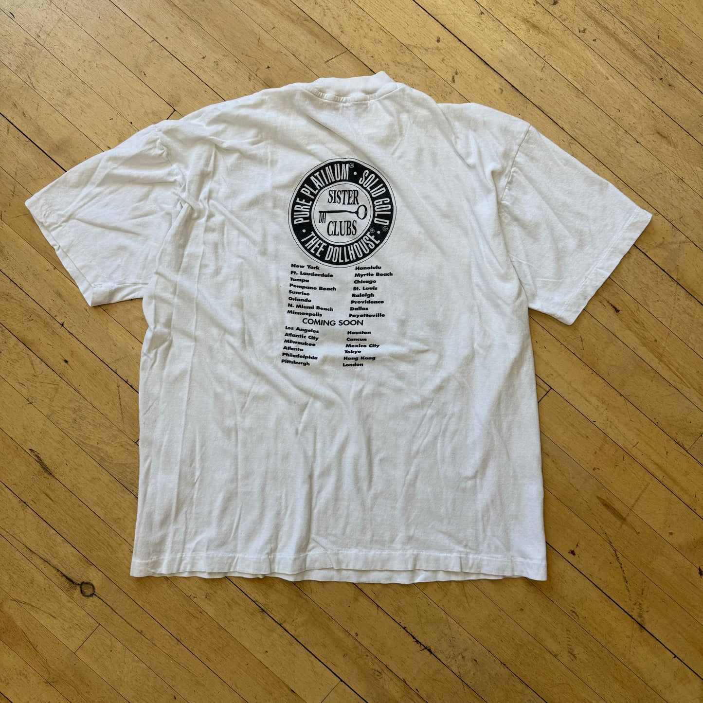 Vintage Thee Doll House Strip Club Solid Gold T-shirt Sz XL