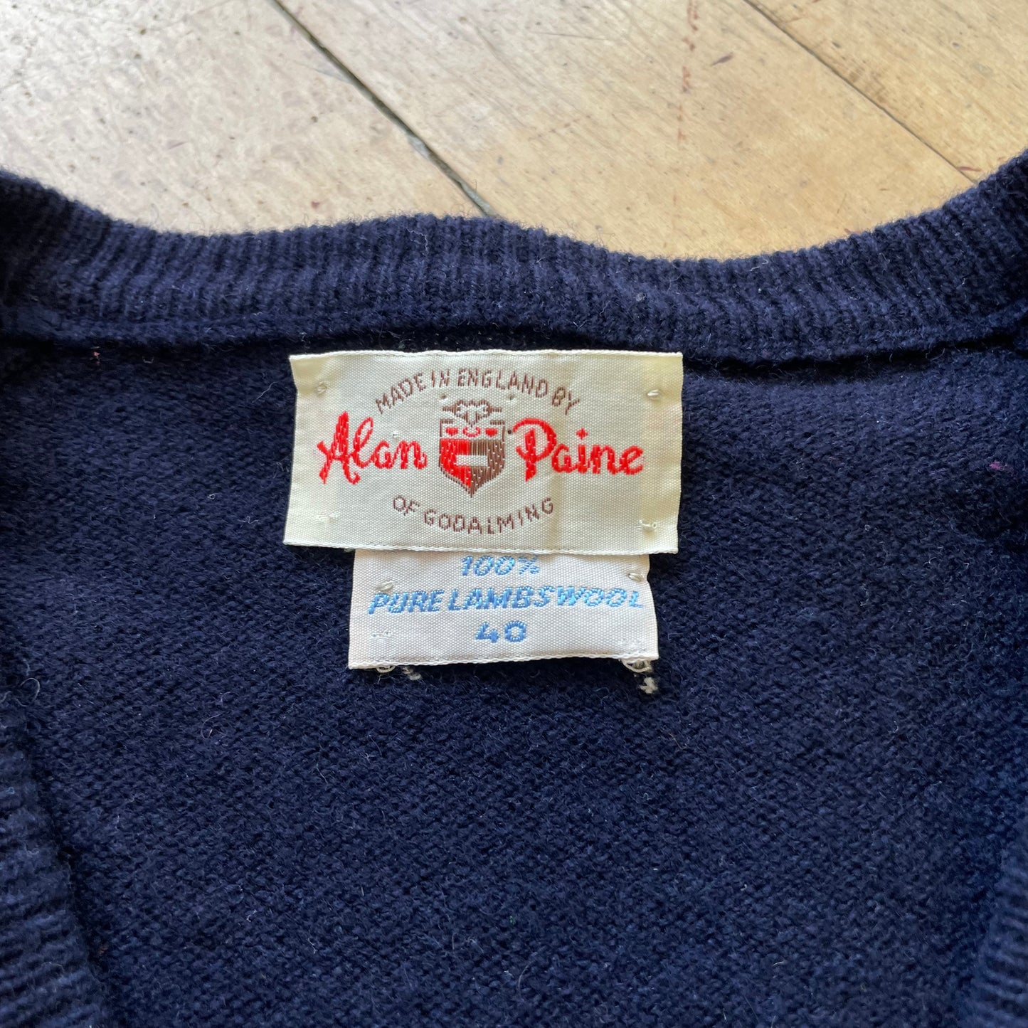 80s Lambswool Navy Sweater Sz M