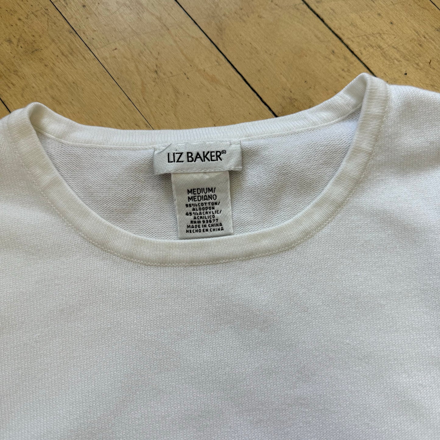 Vintage White Liz Baker T-shirt Sz M