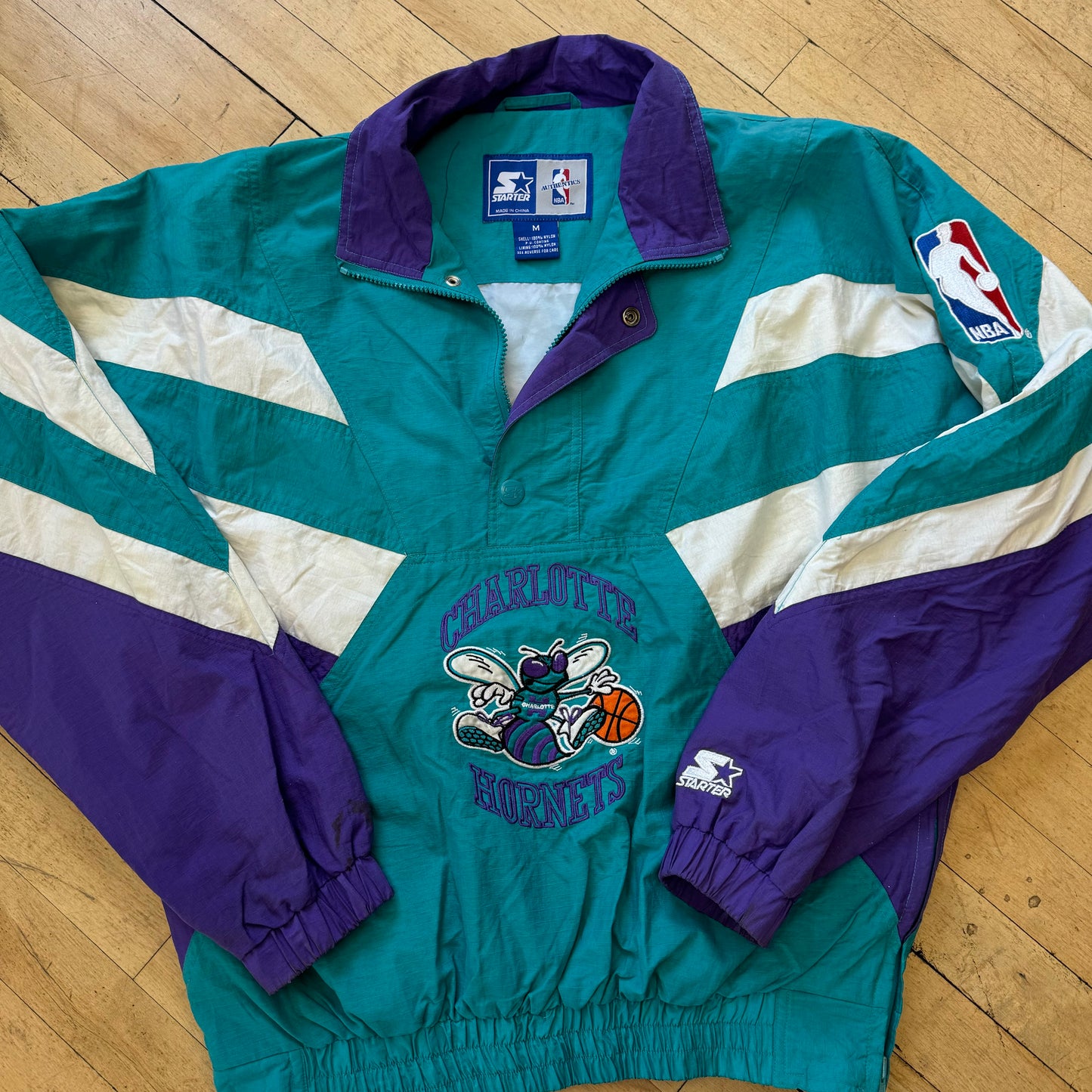 Vintage Stater Charlotte Hornets Jacket Sz L