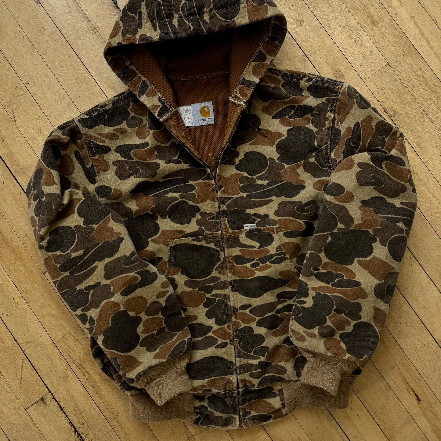 Vintage Carhartt Duck Camo Hooded Jacket Sz M
