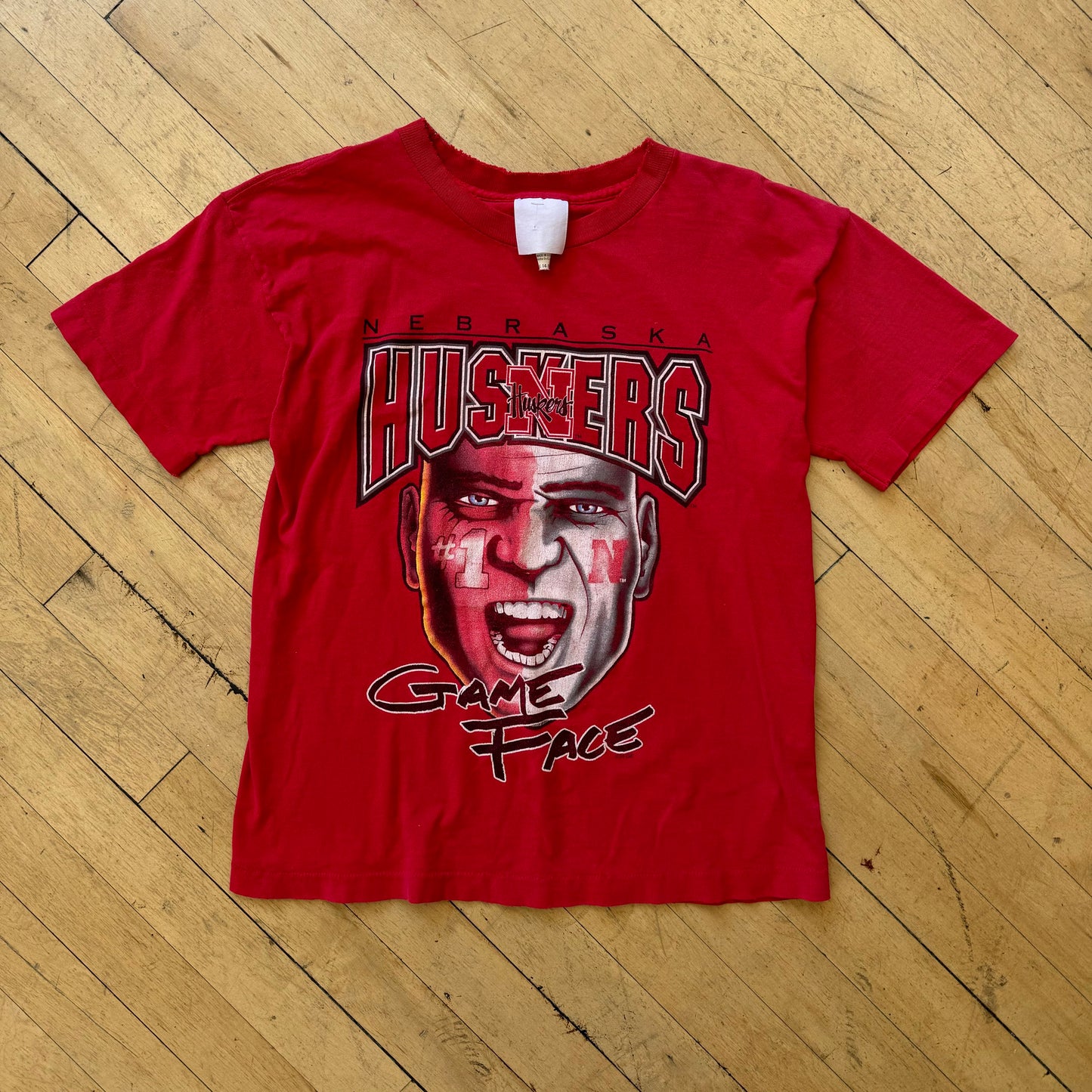 Vintage Nebraska Huskers Game Face T-shirt Sz S