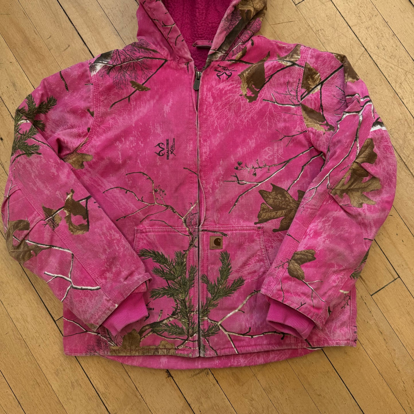 Carhartt X RealTree Pink Camo Jacket Sz YTH M (10-12)