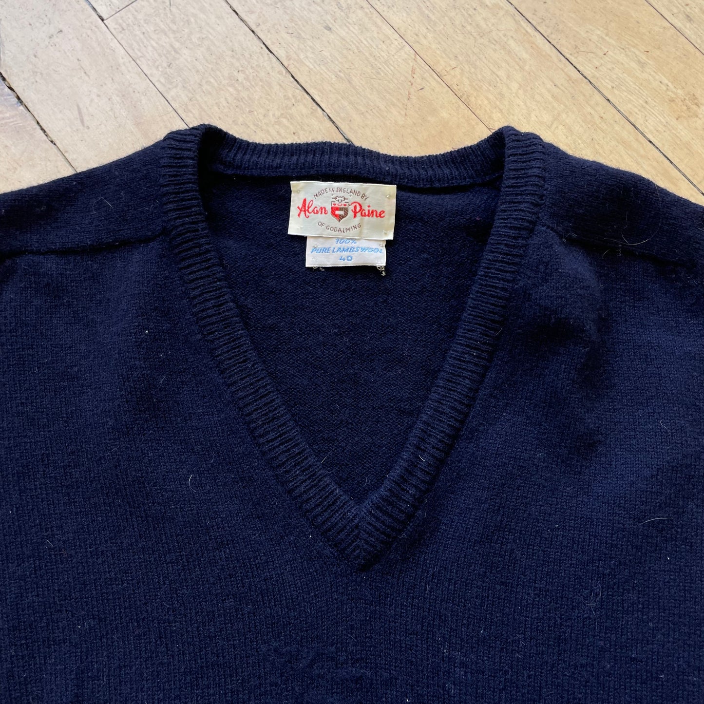 80s Lambswool Navy Sweater Sz M