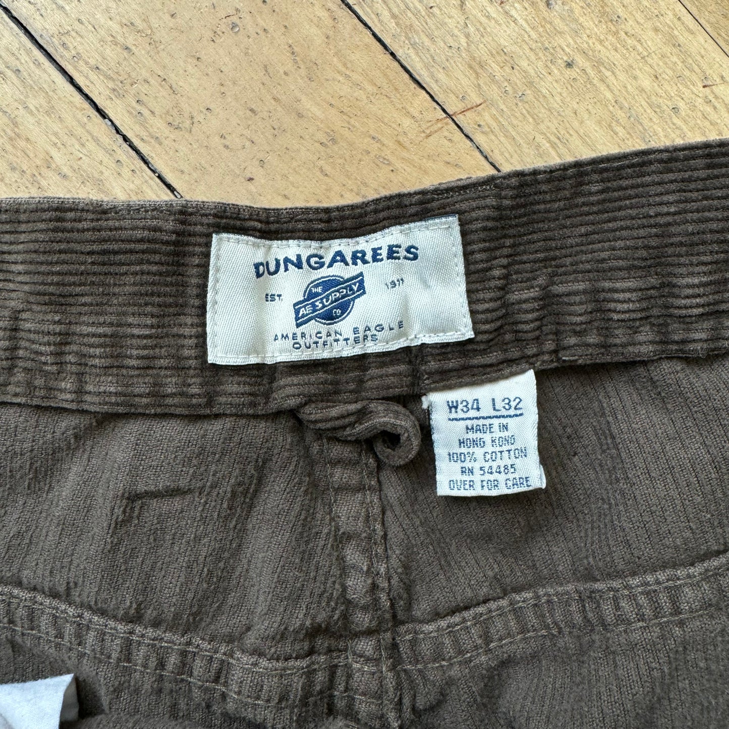 Vintage Brown Corduroy Dungarees Sz 34x32