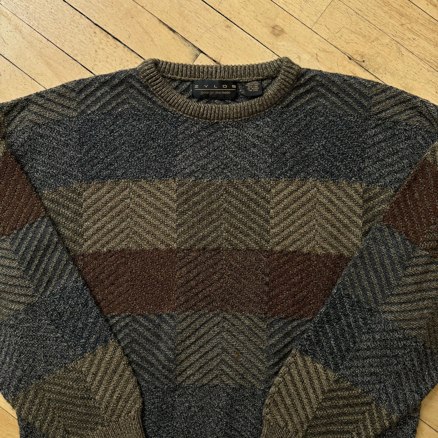 Vintage Zylos Patterned Sweater Sz L