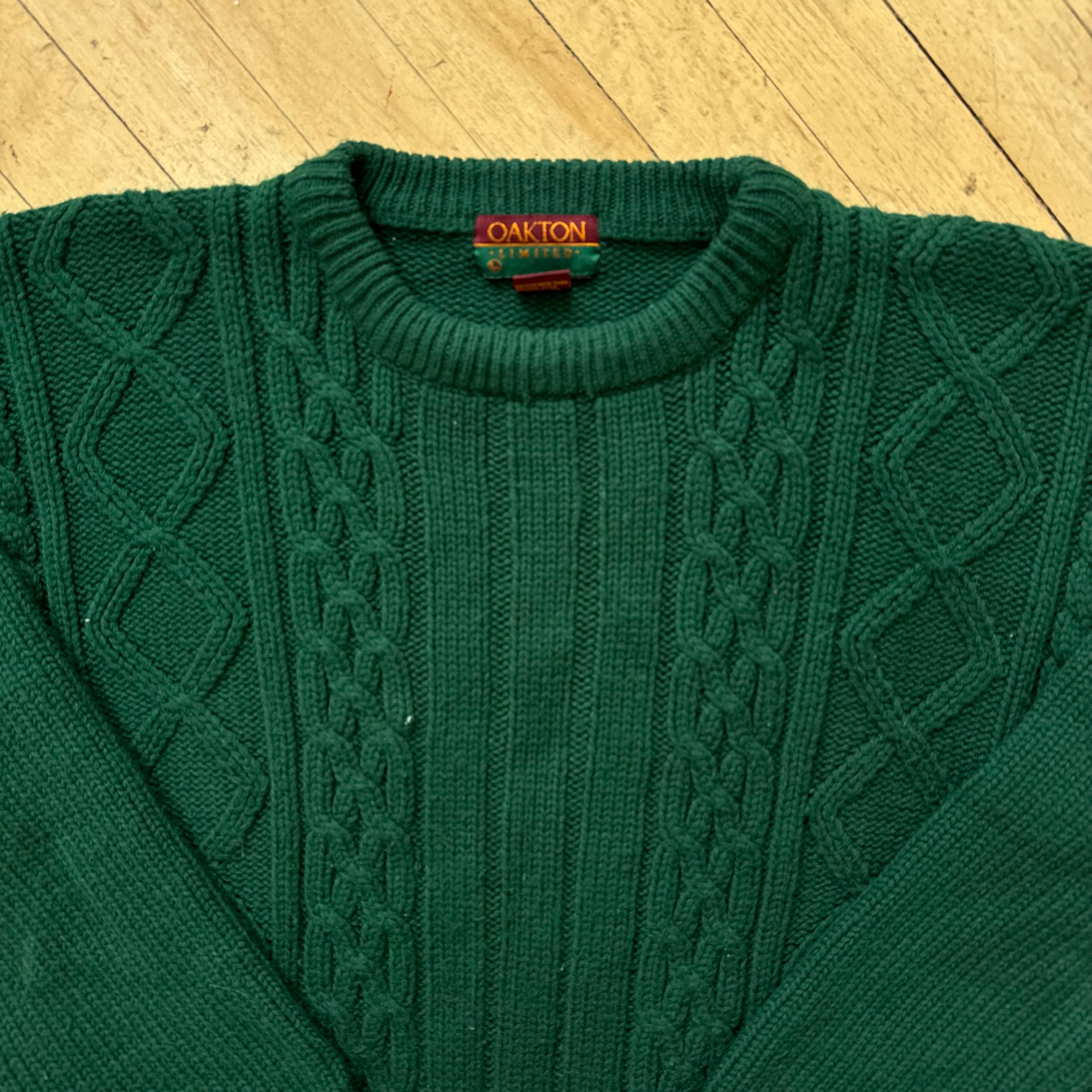 Vintage Green Oakton Knit Sweater Sz L