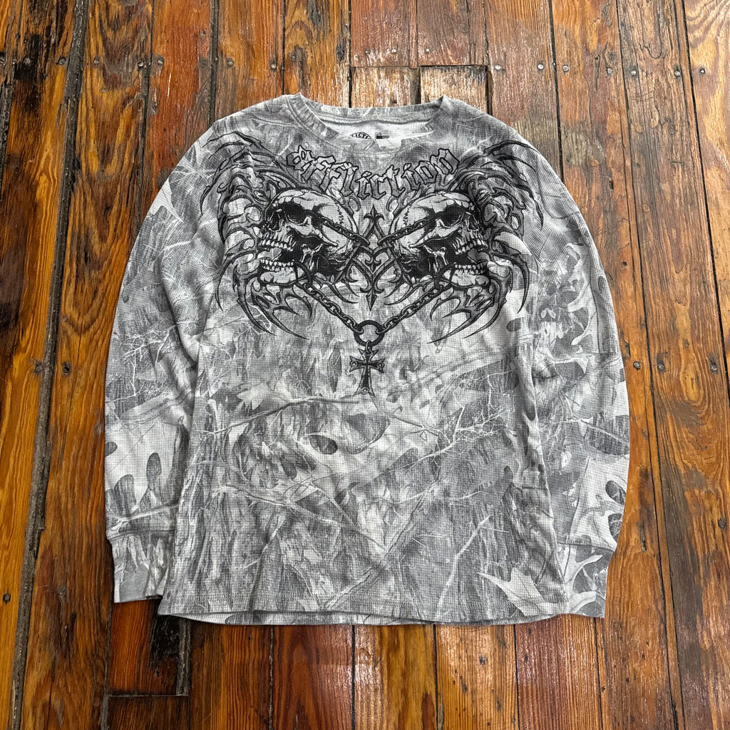 Y2K Affliction Skulls Thermal Long Sleeve T-shirt Sz M