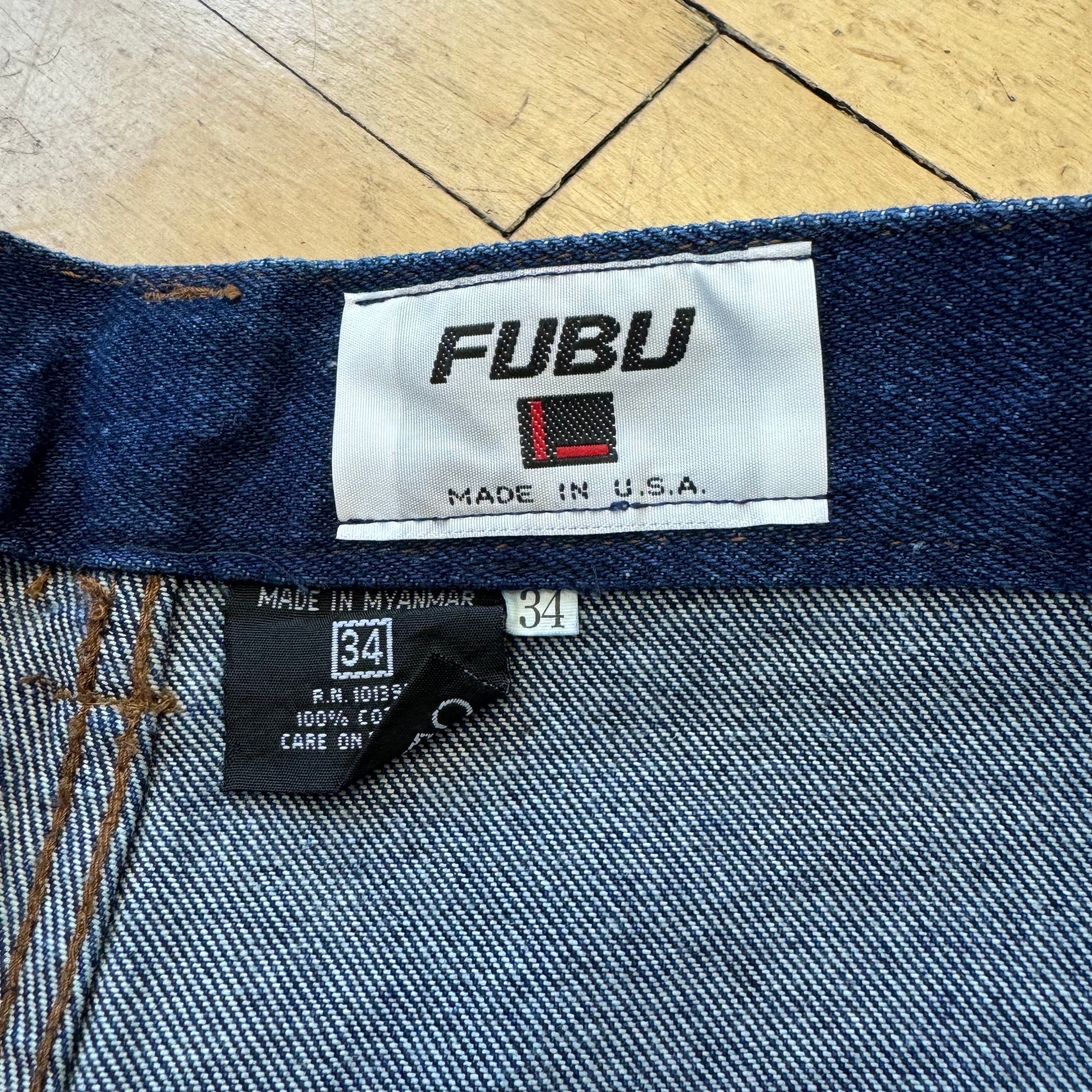 Vintage Bootleg Fubu Embroidered Denim Jorts Sz 34