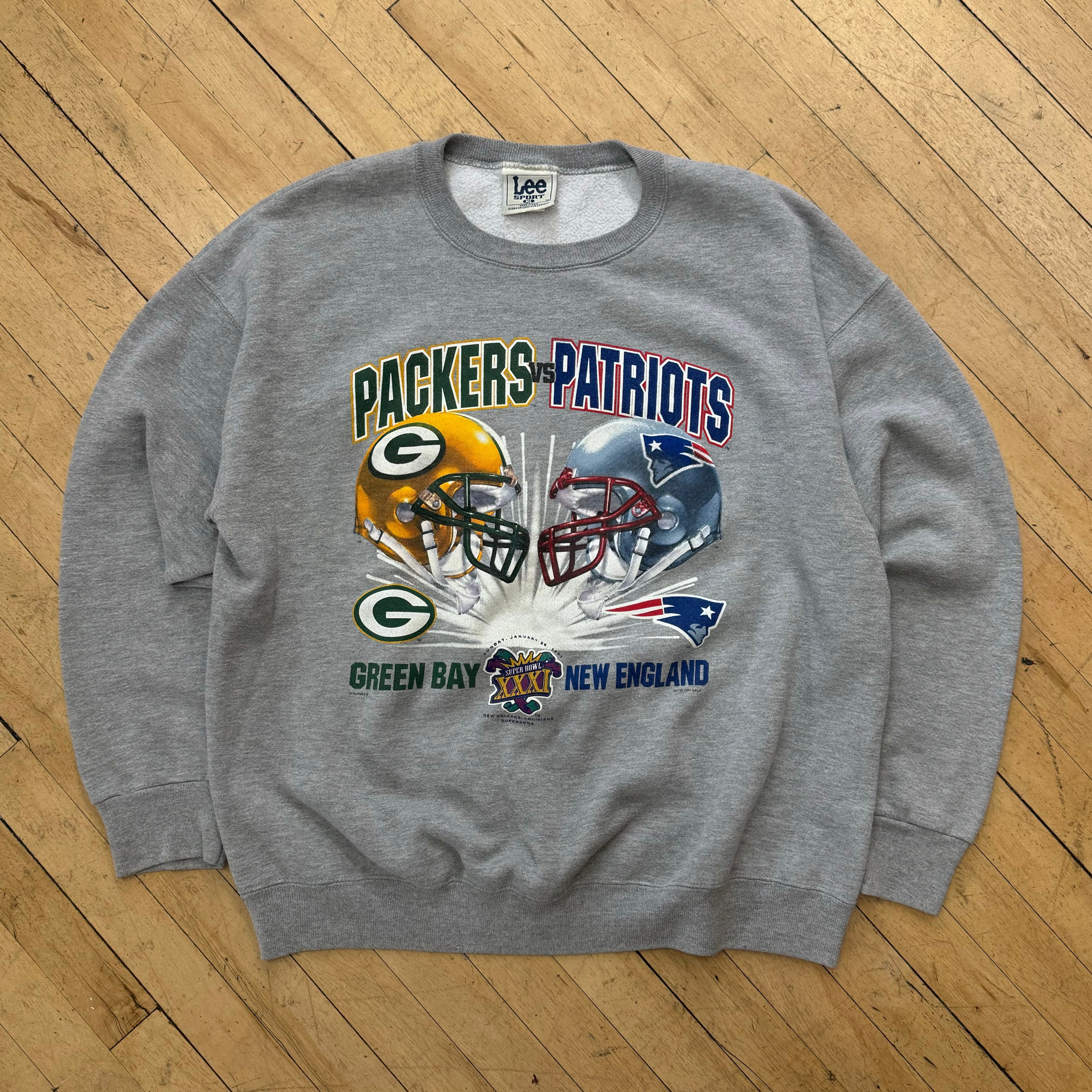Vintage Packers Vs Patriots Super Bowl CrewNeck Sz XL