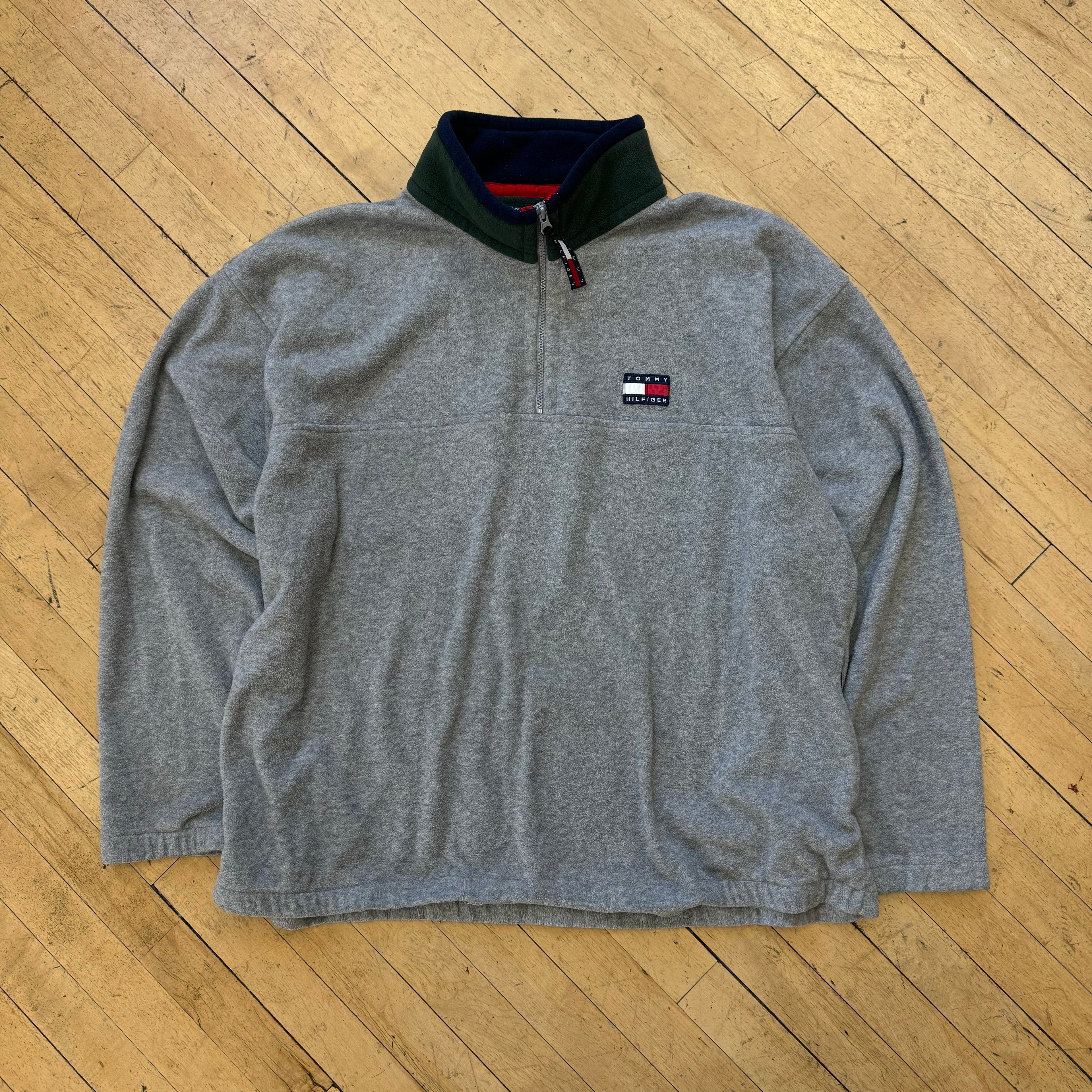 Vintage Tommy Hilfiger Quarter Zip Fleece Jacket Sz XXL