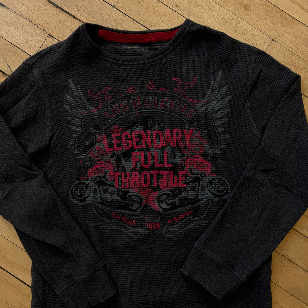 Y2K Full Throttle Thermal Waffle L/S T-shirt Sz M