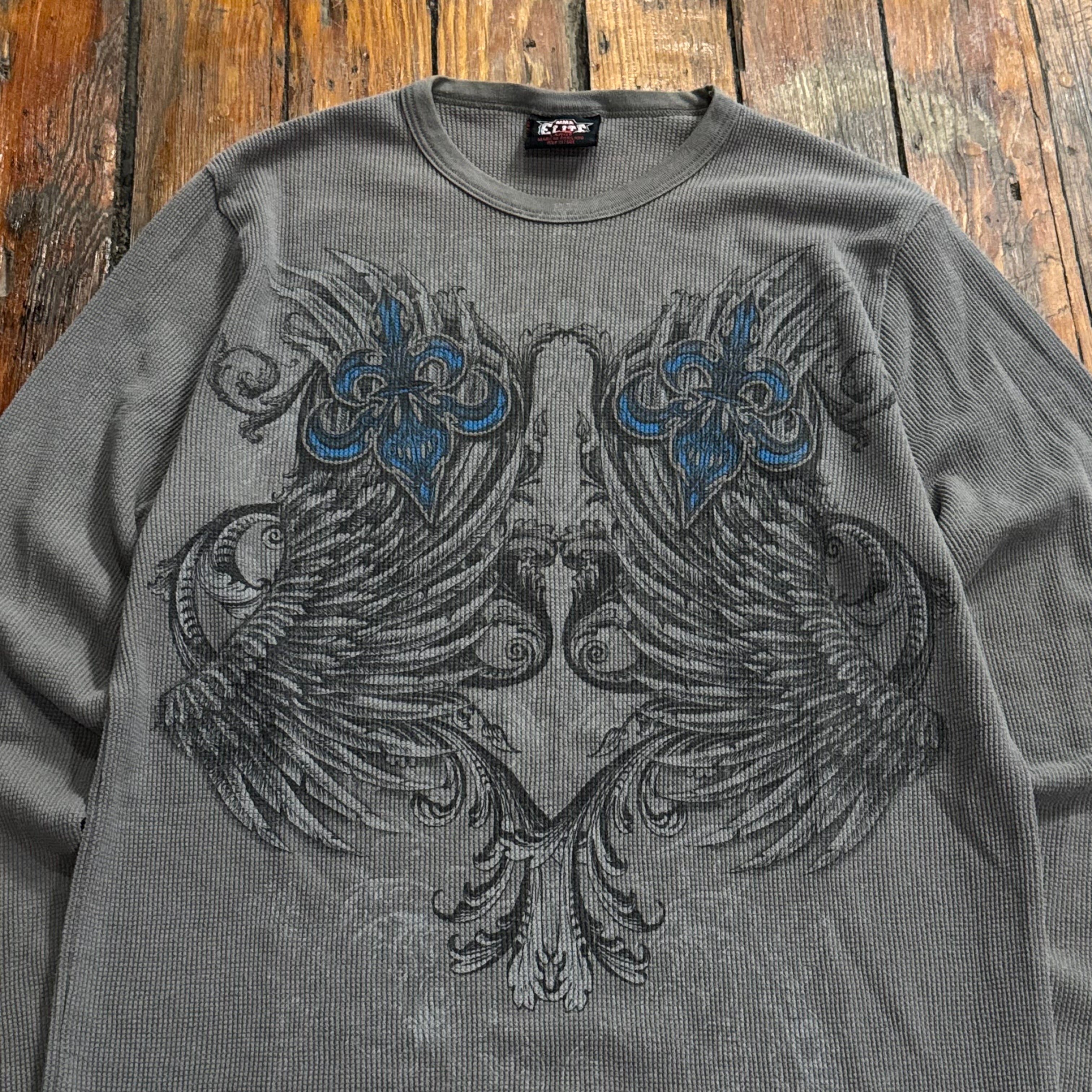 Vintage MMA Elite Thermal Long Sleeve T-shirt Sz L