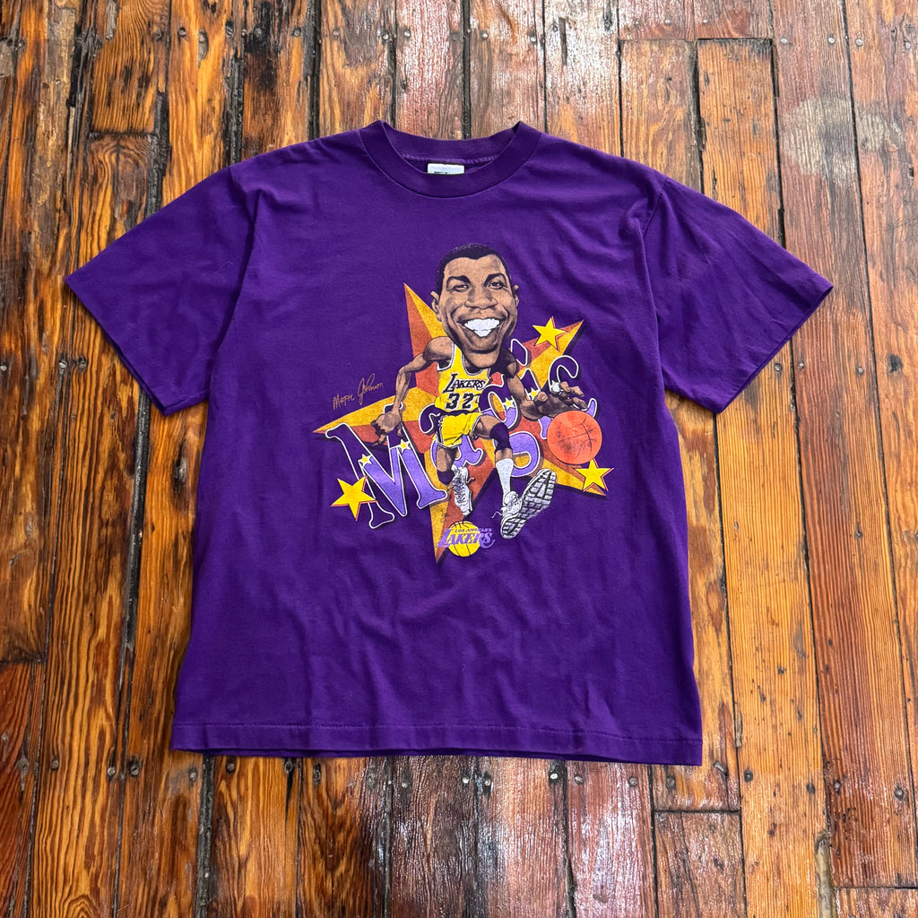 Vintage Salem Las Angels Lakers Magic Johnson Charter T-shirt Sz L