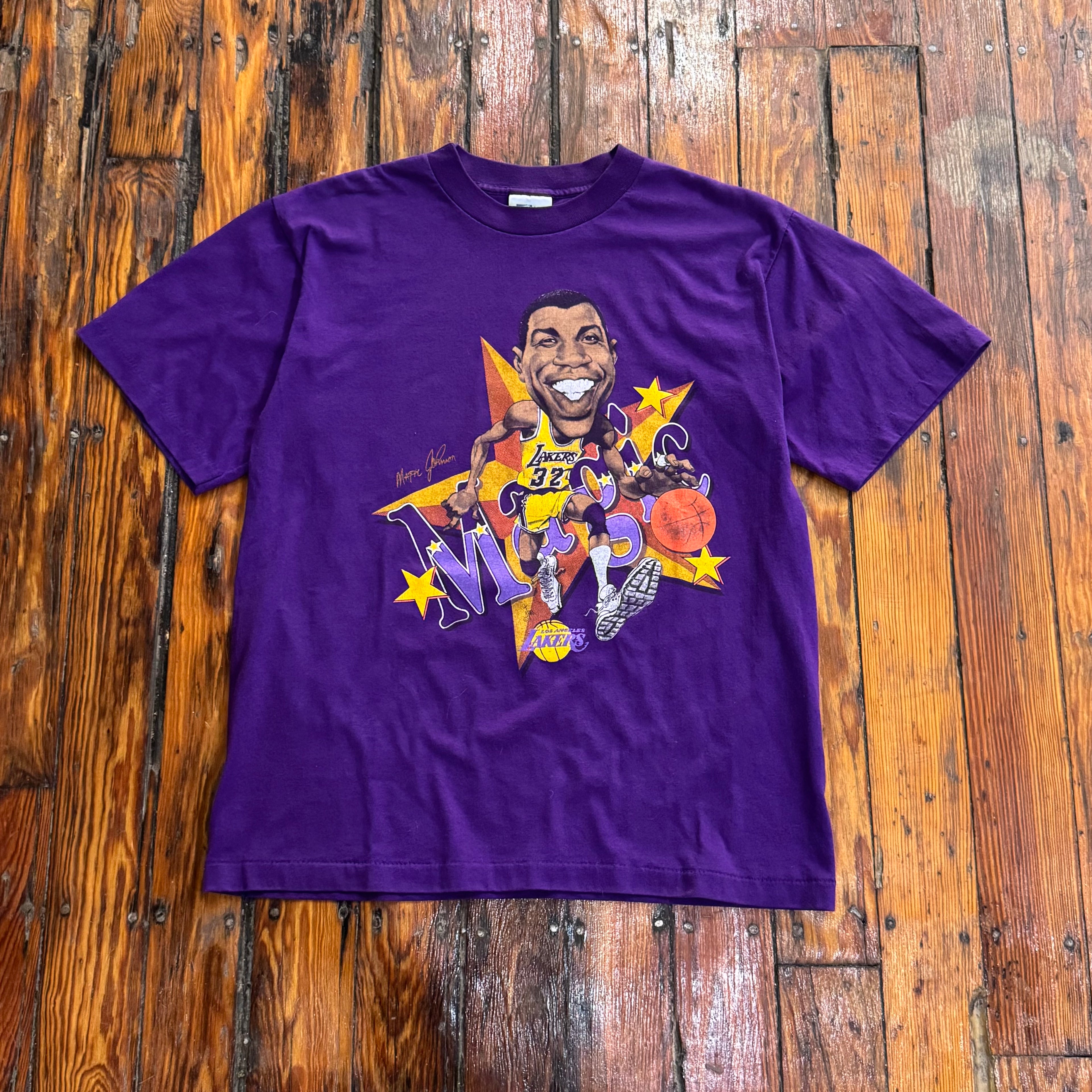 Vintage Salem Las Angels Lakers Magic Johnson Charter T-shirt Sz L