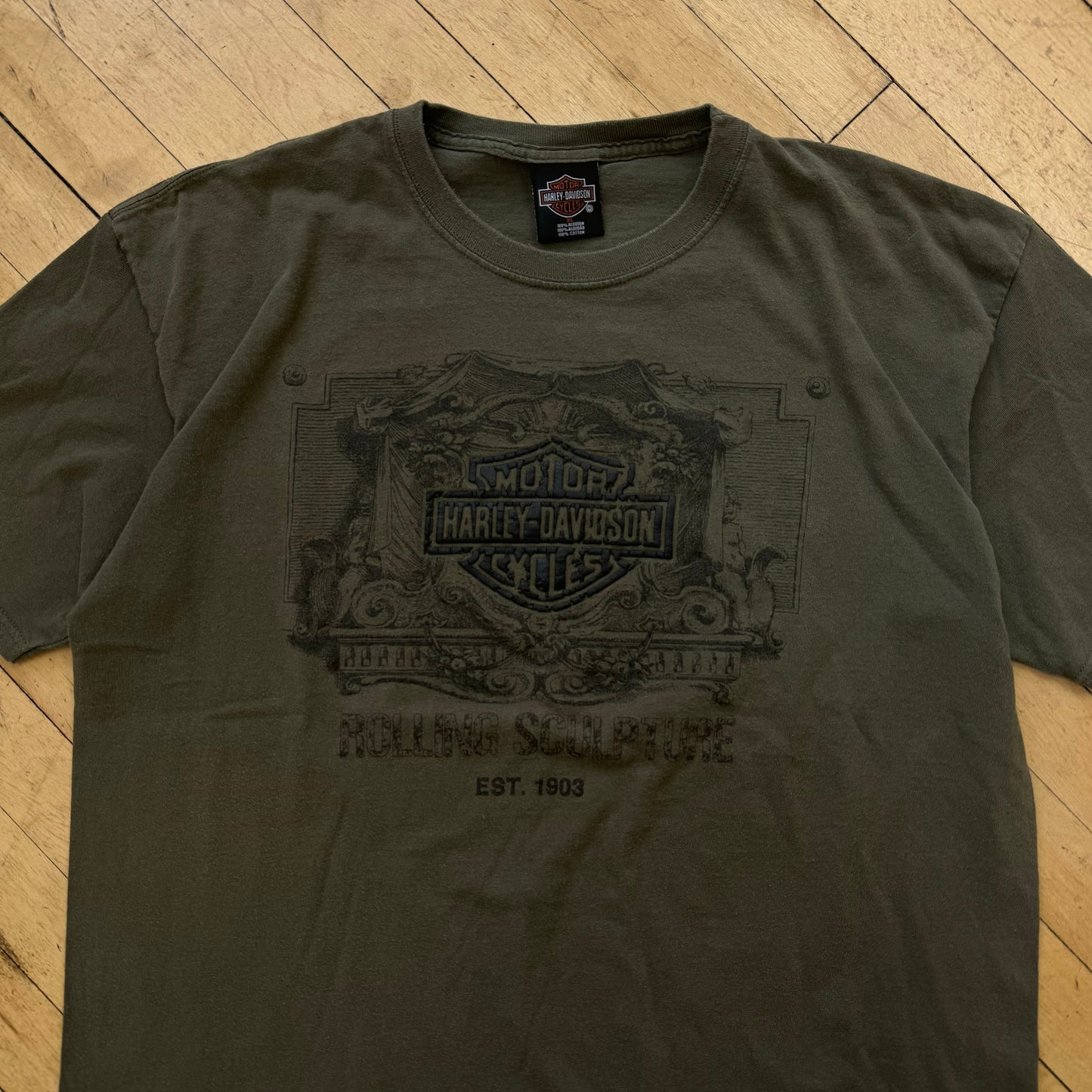 Y2K Olive Harley Davidson Cancun T-shirt Sz XL