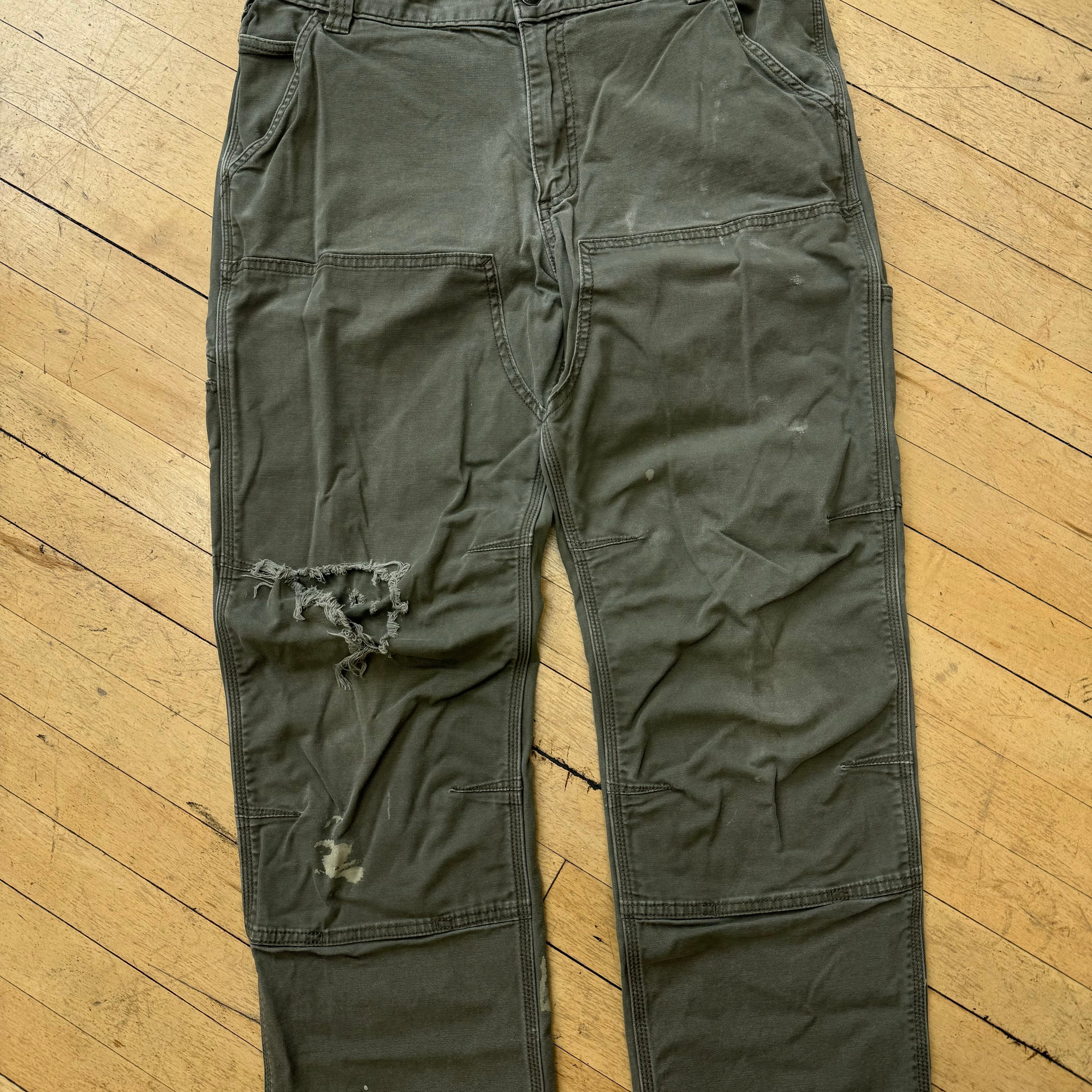 Y2K Olive Carhartt Kahki Double Knee Sz 36x32