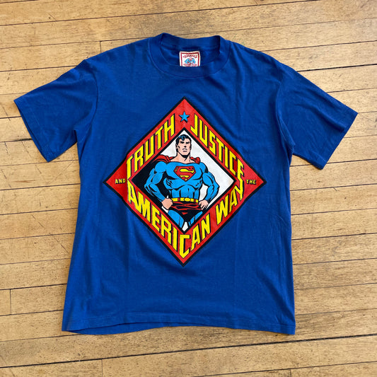 80s Superman Truth & Justice T-shirt Sz L