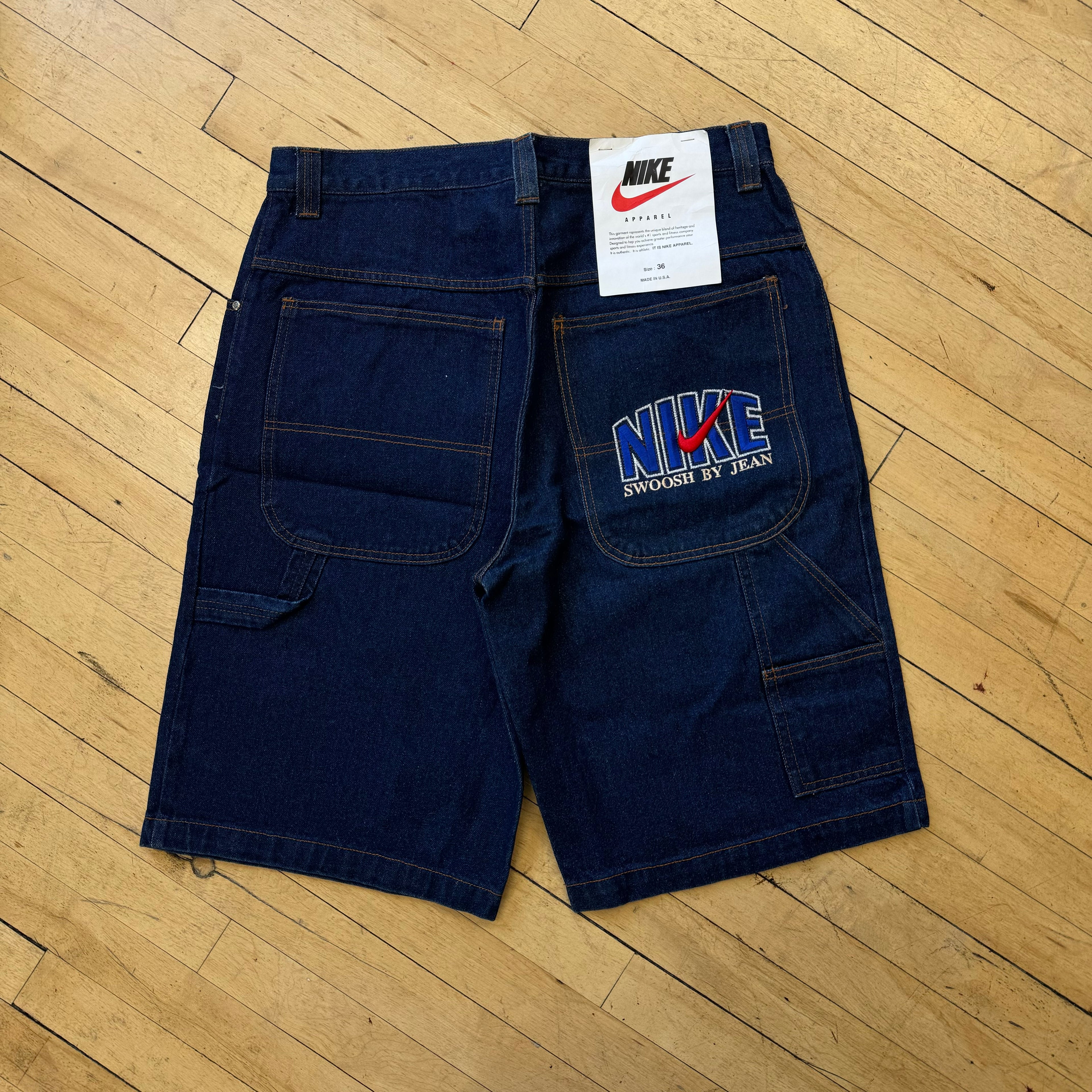 Vintage Bootleg Nike Swoosh by Jeans Denim Jorts Sz 36