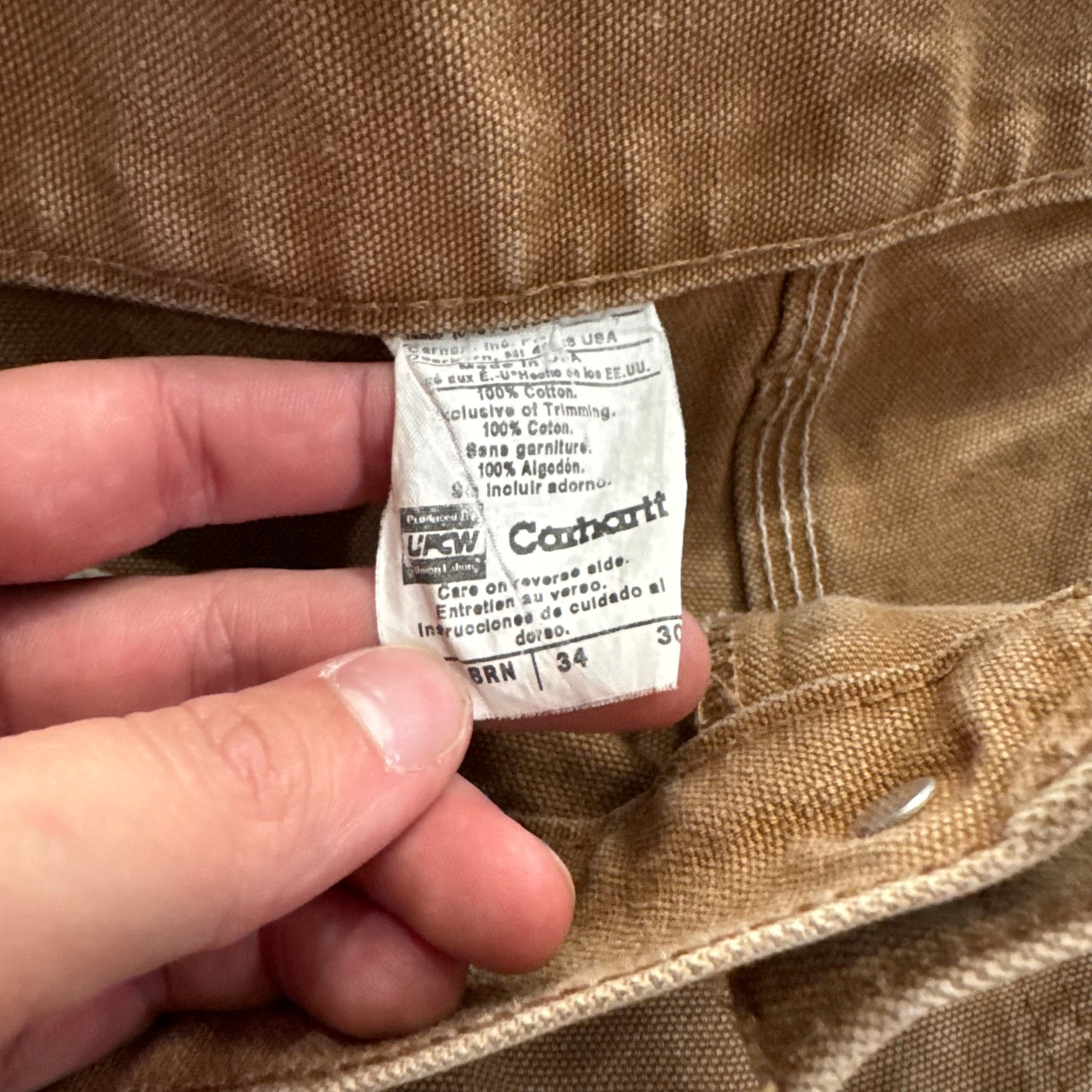 Vintage Carhartt Denim Khaki Jeans Sz 34x30