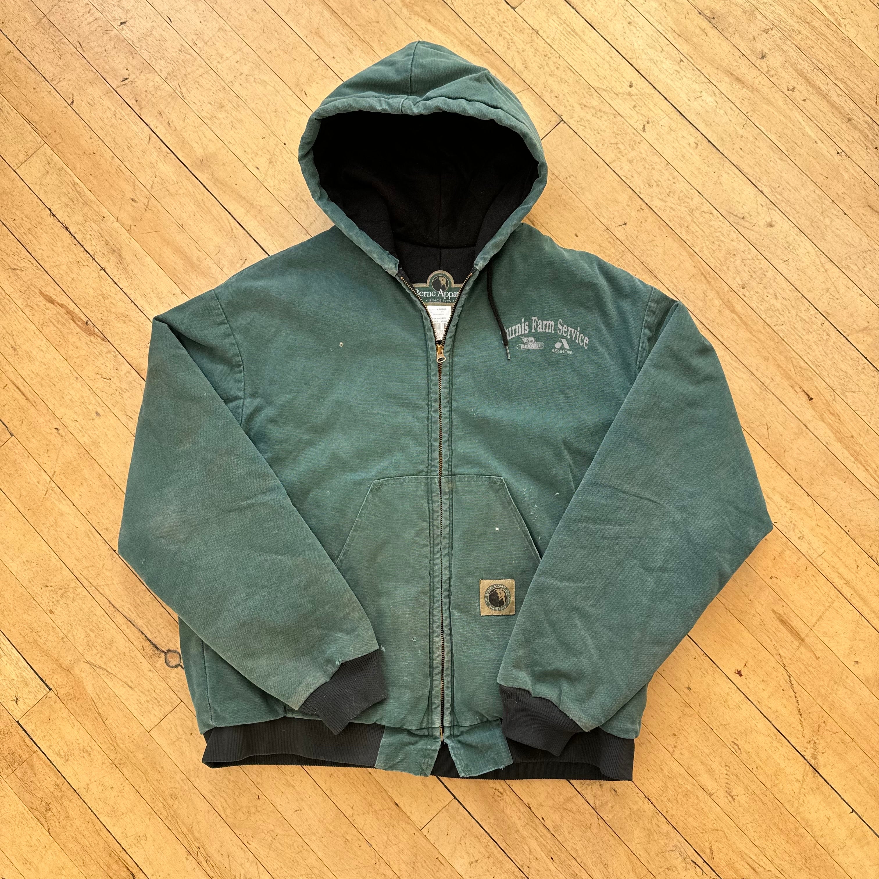 Vintage Faded Green Berne Apparel Workwear Jacket Sz L