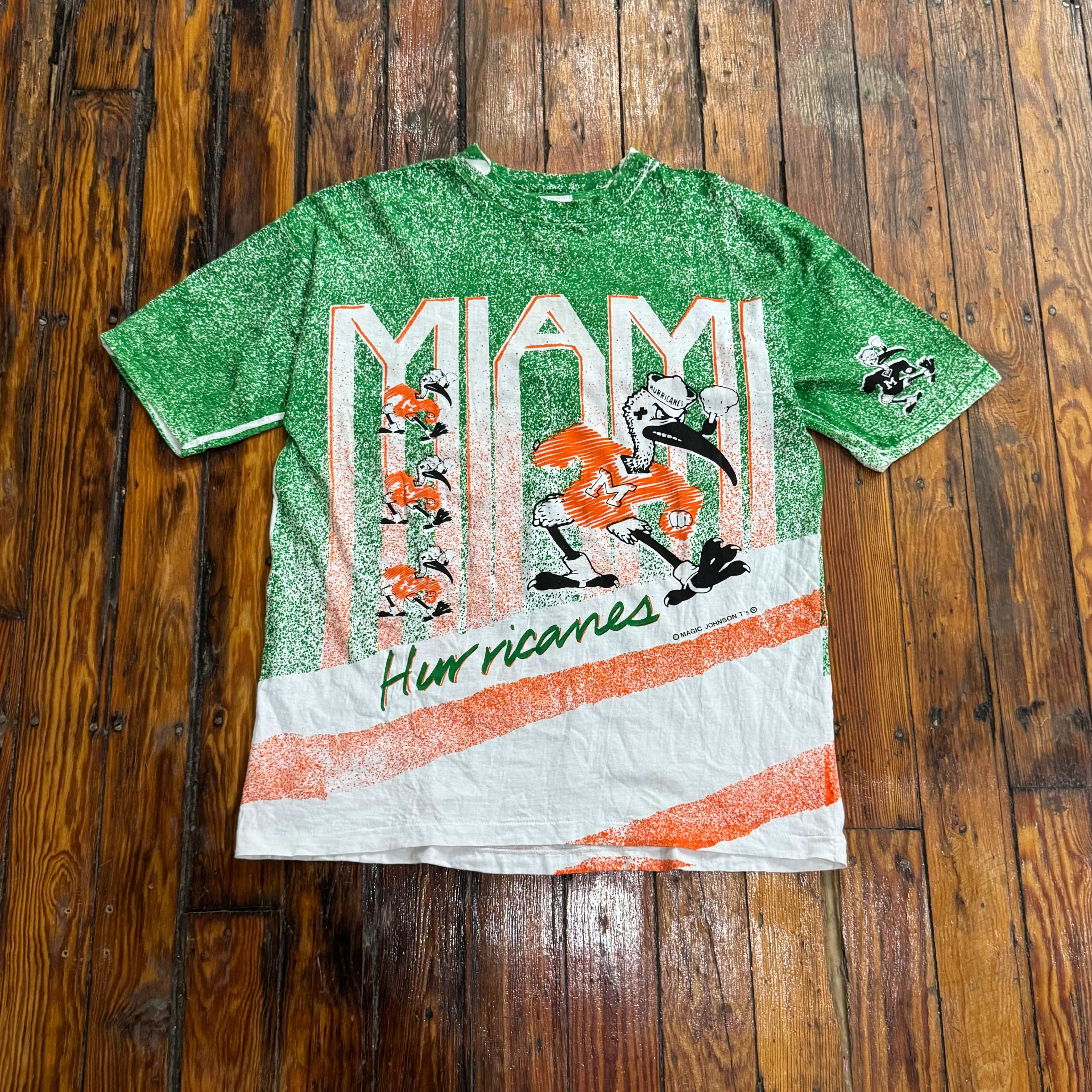 Vintage Magic Johnson AOP Miami Hurricanes T-shirt Sz L