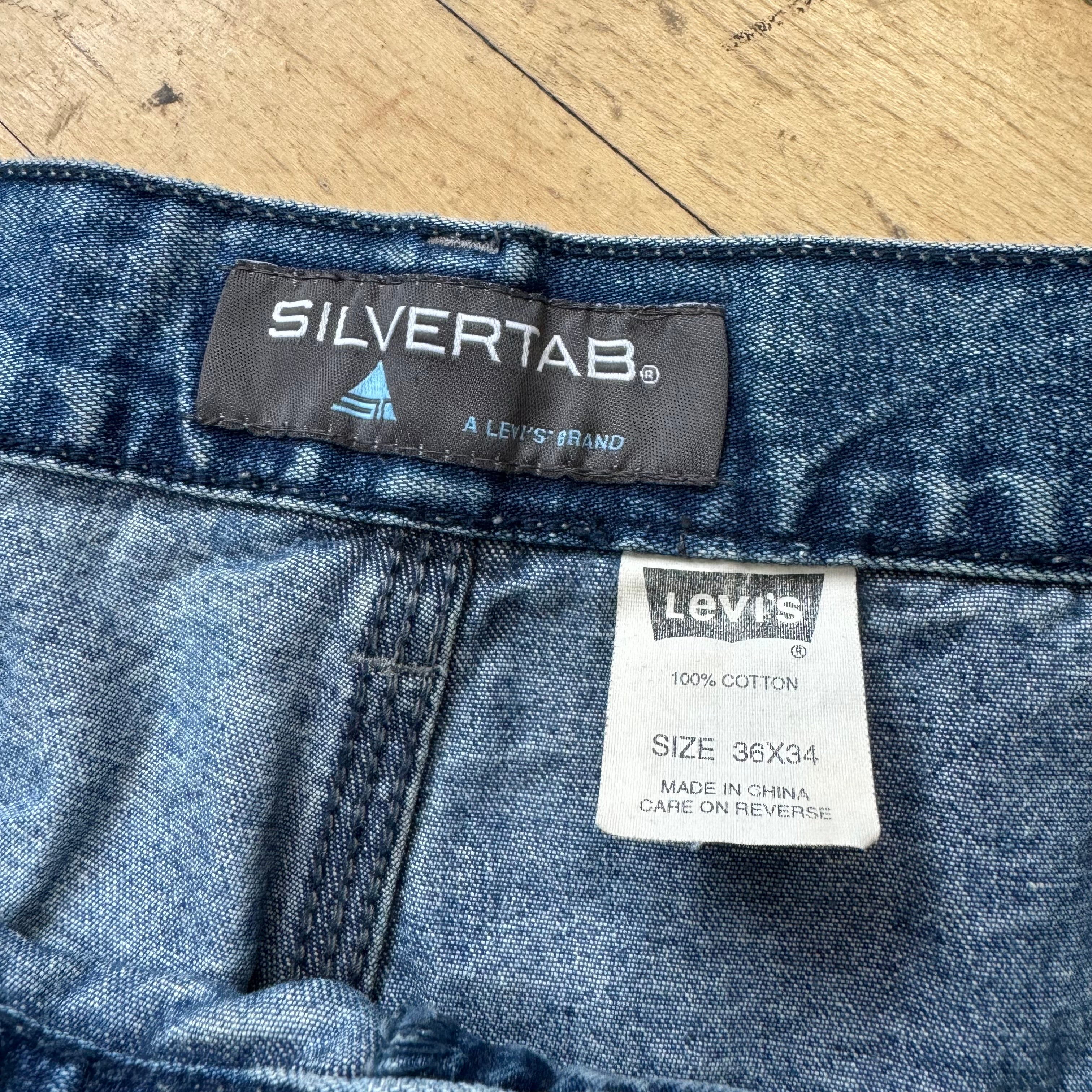 Vintage Baggy Levi Silvertab Denim Jeans Sz 36x34