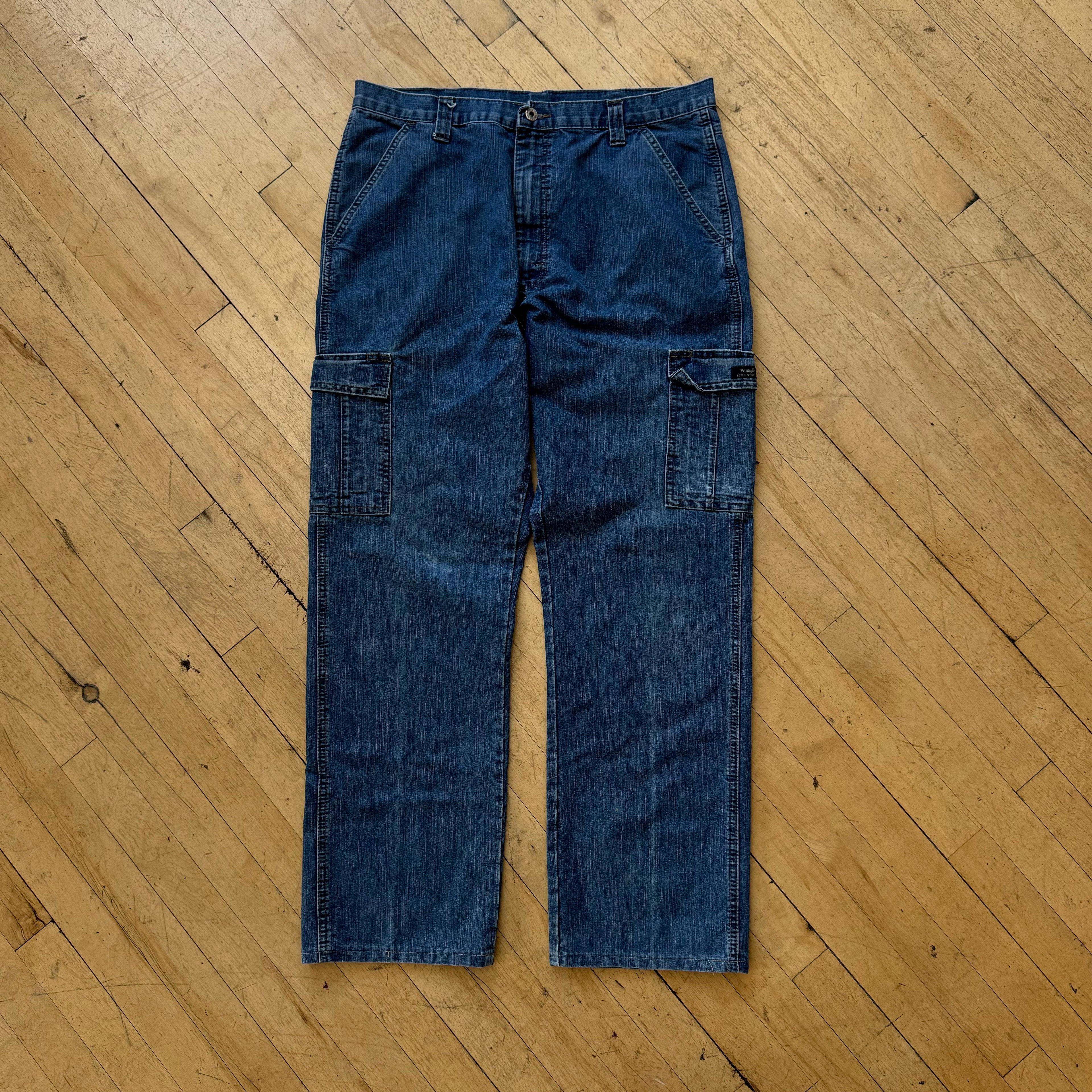 Vintage Wrangler Cargo Denim Jeans Sz 36x34