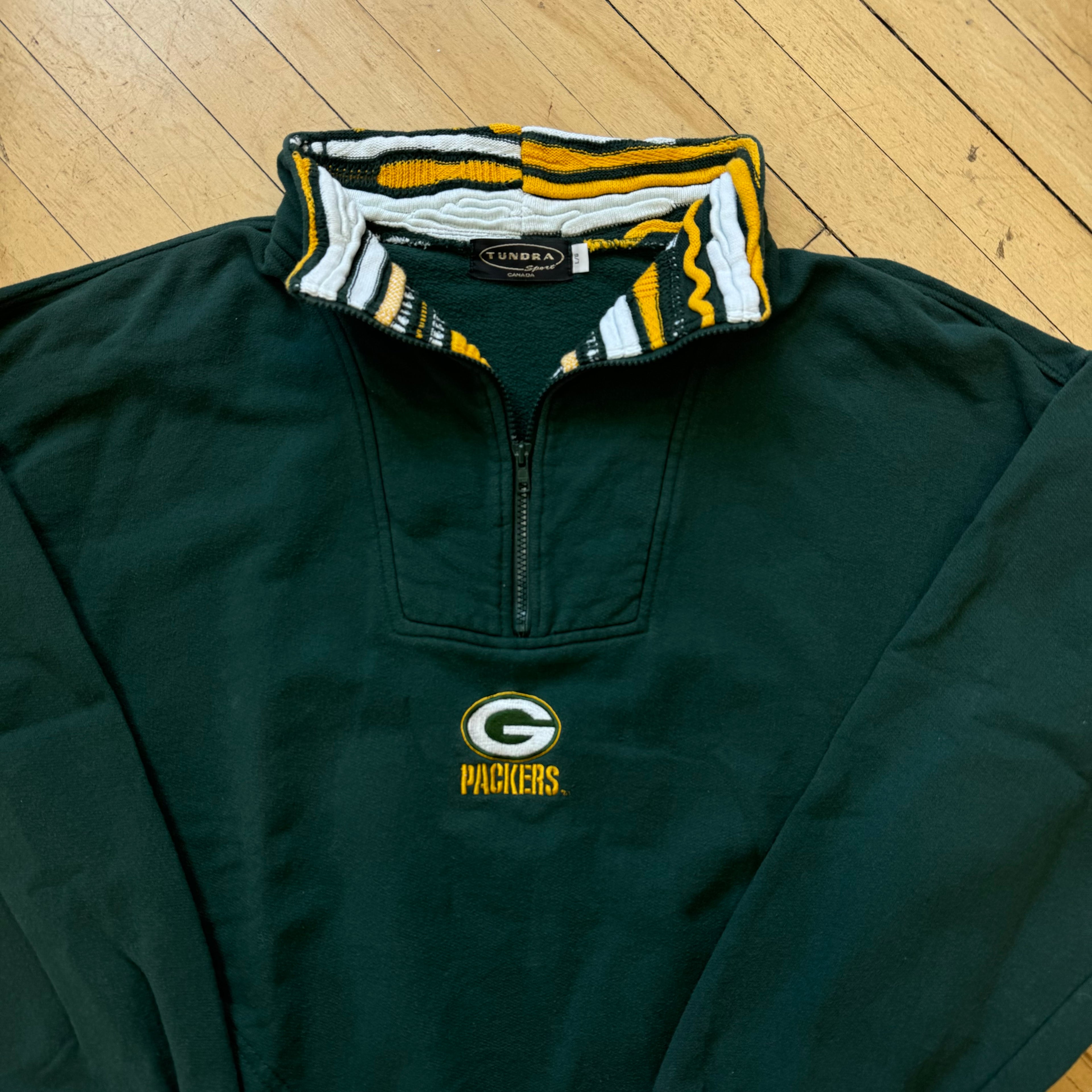 Vintage Green Bay Packers Quarter Zip Jacket Sz XL