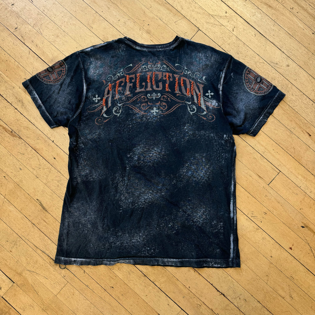 Y2K Affliction Indian Skull T-shirt Sz L