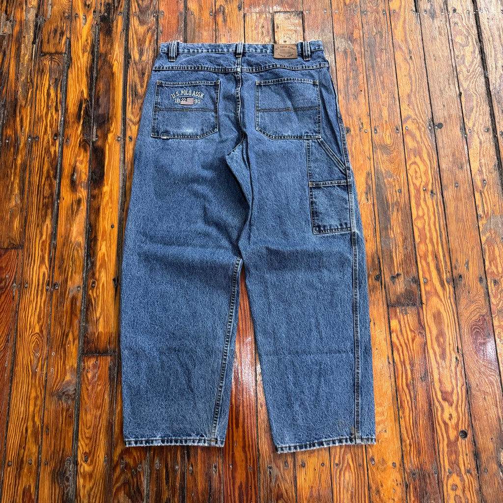 Y2K US Polo Assn Embroidered Denim Jeans Sz 38x32