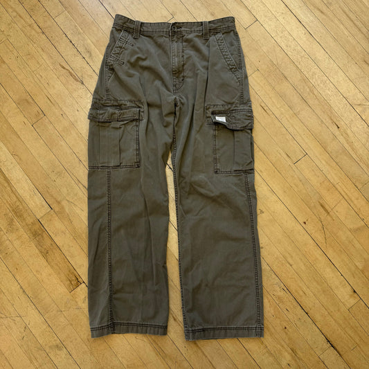 Y2K Olive Levi Cargo Kahki Pants Sz 34x32