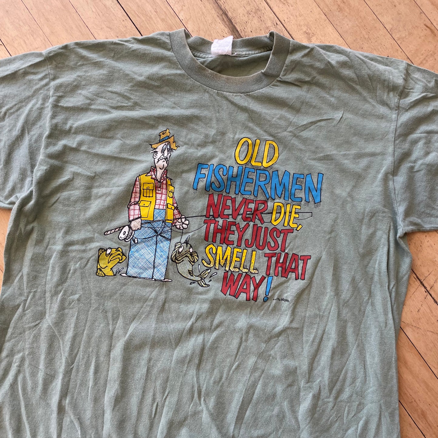 90s Fishing Funny Graphic T-shirt Sz L