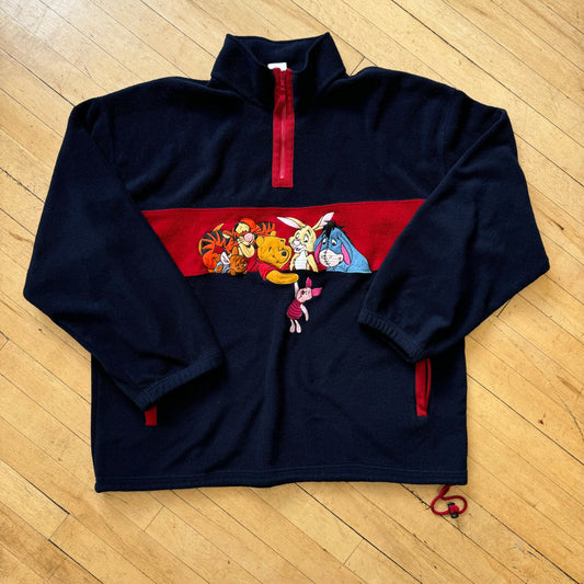 Vintage Pooh & Friends Quarter Zip Fleece Jacket Sz XL