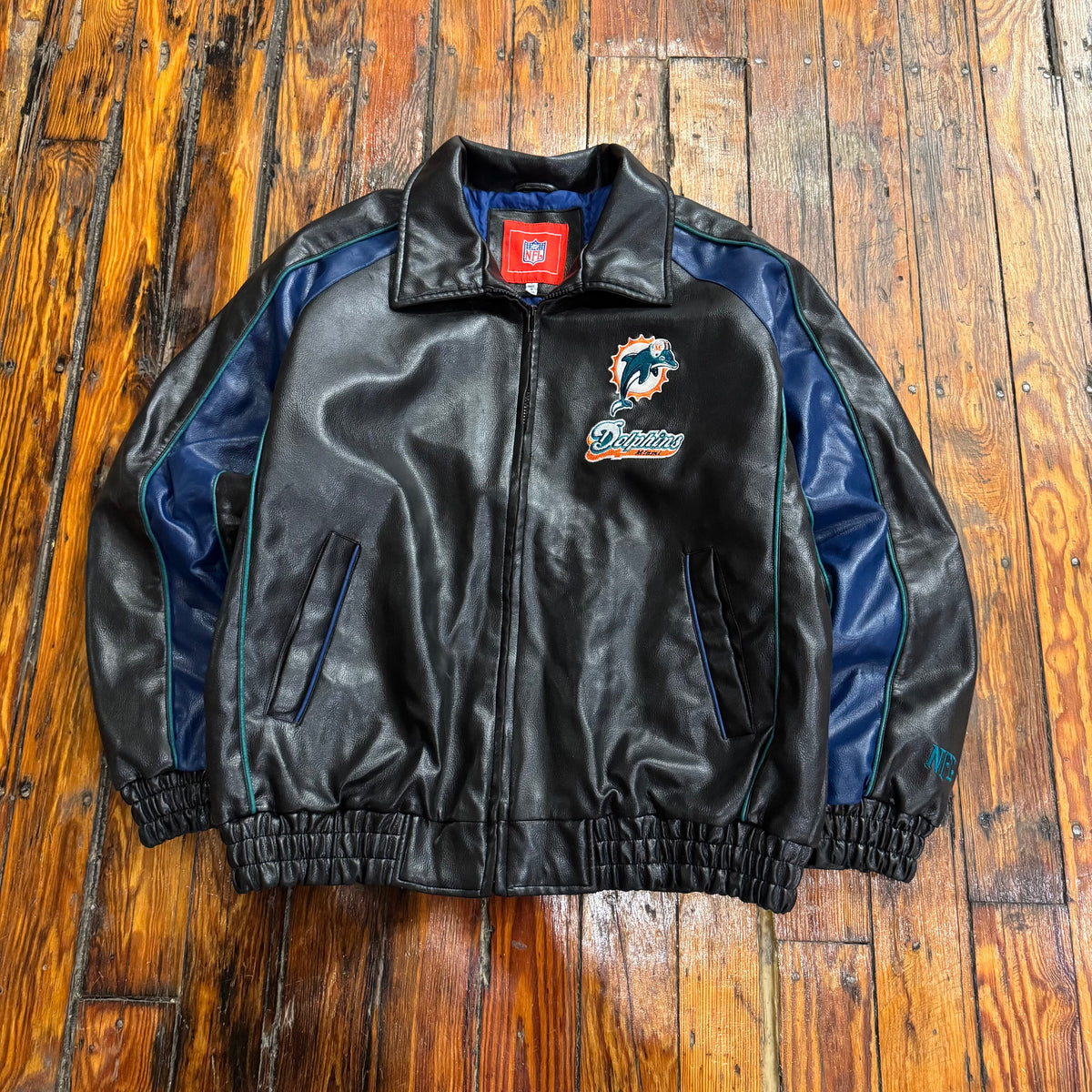 Vintage Miami Dolphins Leather NFL Jacket Sz L