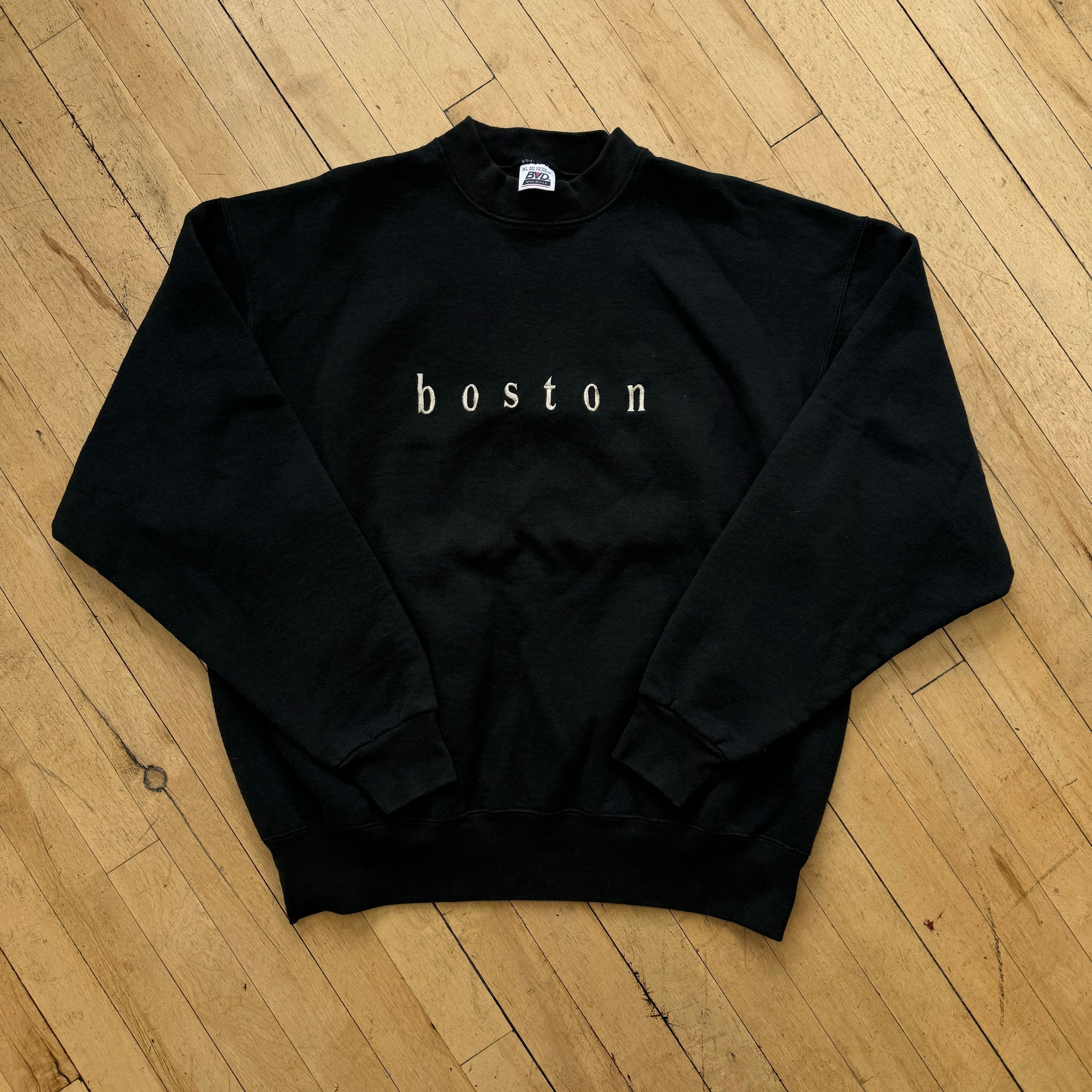 Vintage Boston Embroidered SpellOut CrewNeck Sz XL