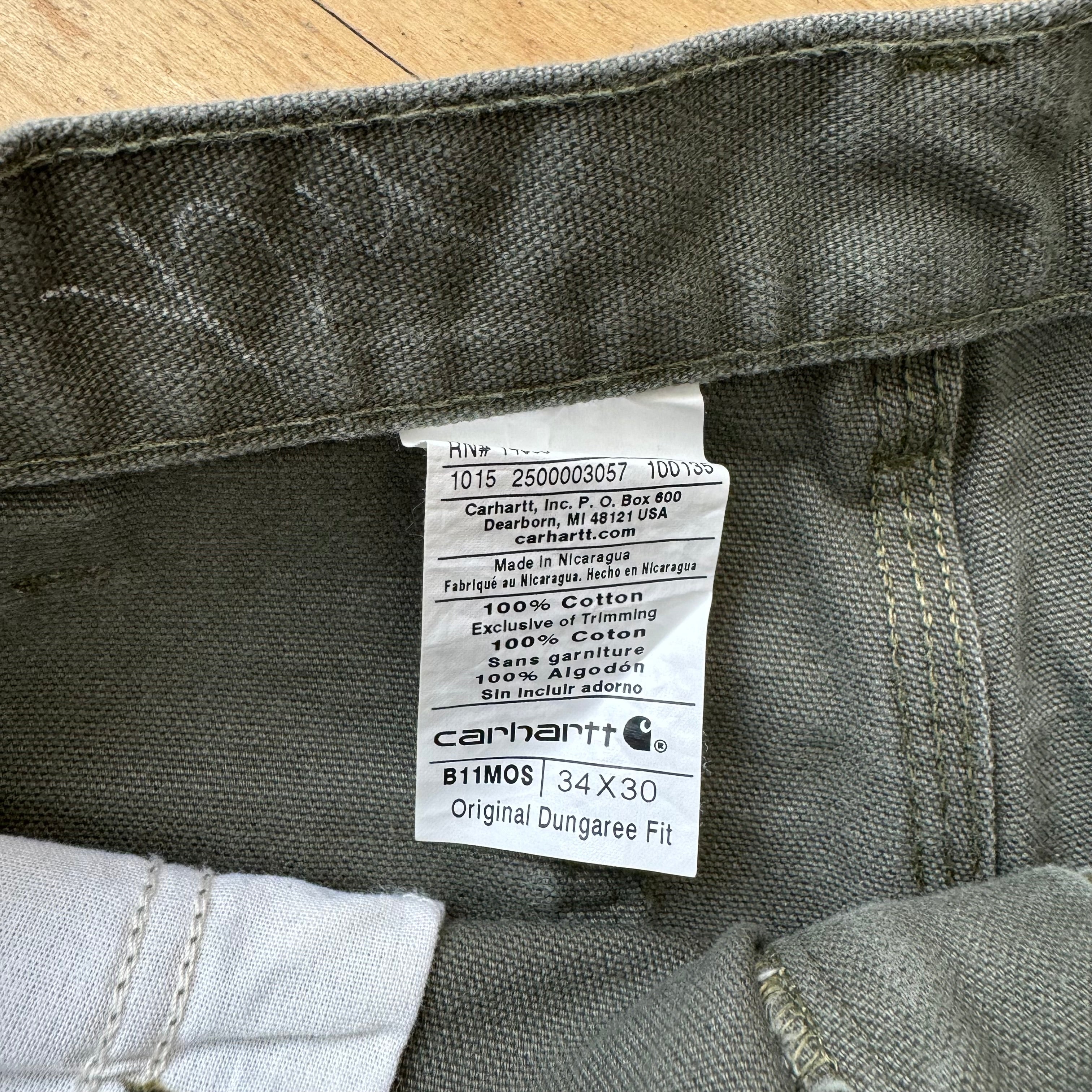 Vintage Olive Carhartt Denim Jeans Sz 34x30