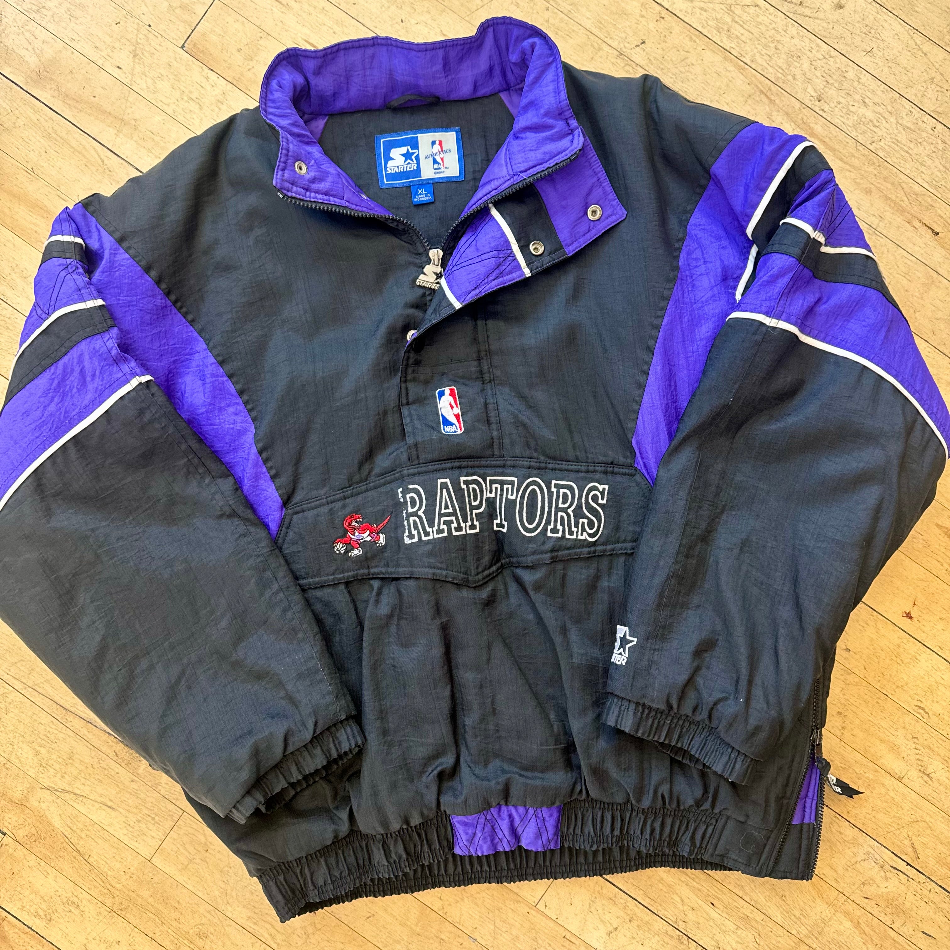 Vintage Toronto Raptors NBA Quarter Zip Starter Jacket Sz XL