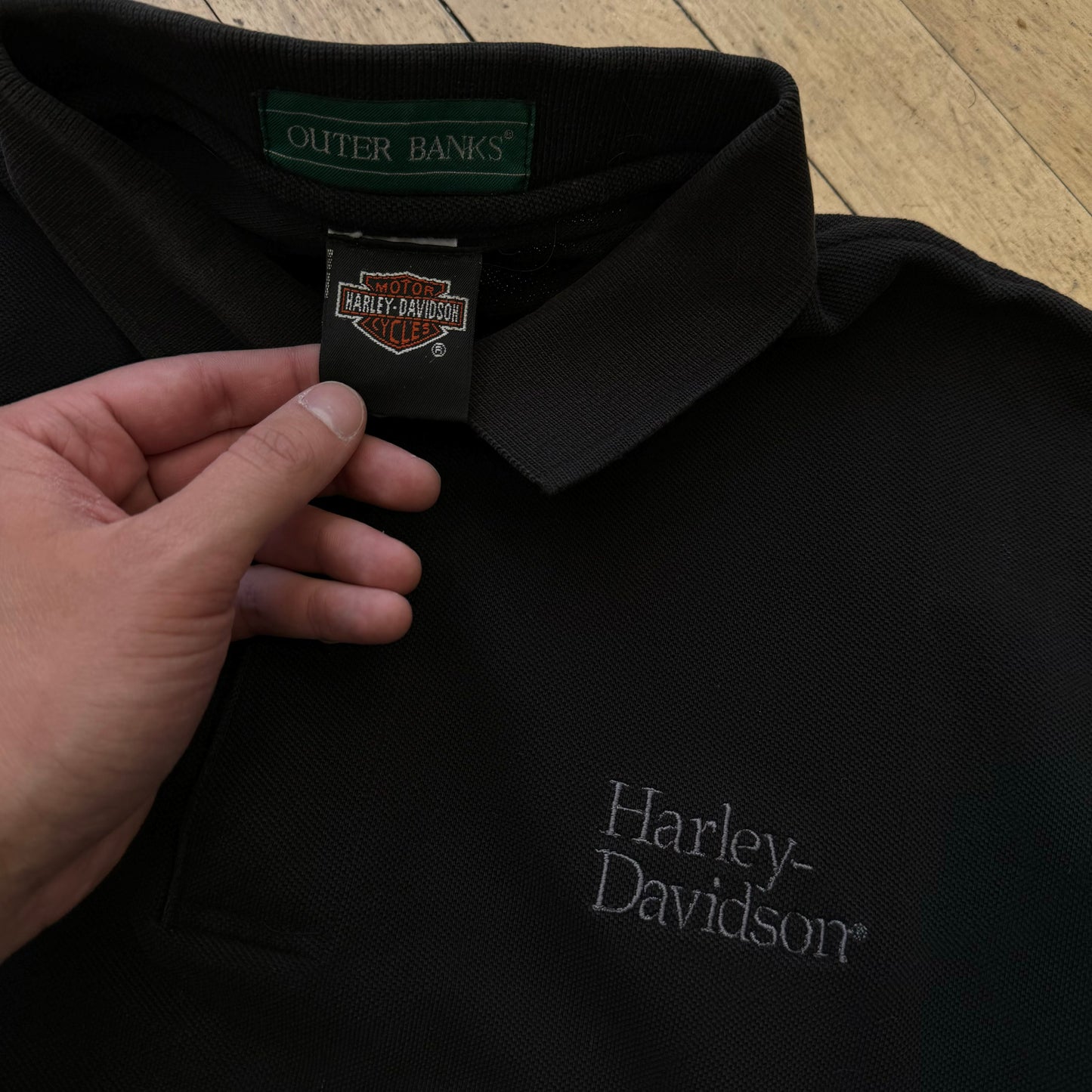 Harley Davidson Embroidered Polo T-shirt Sz L