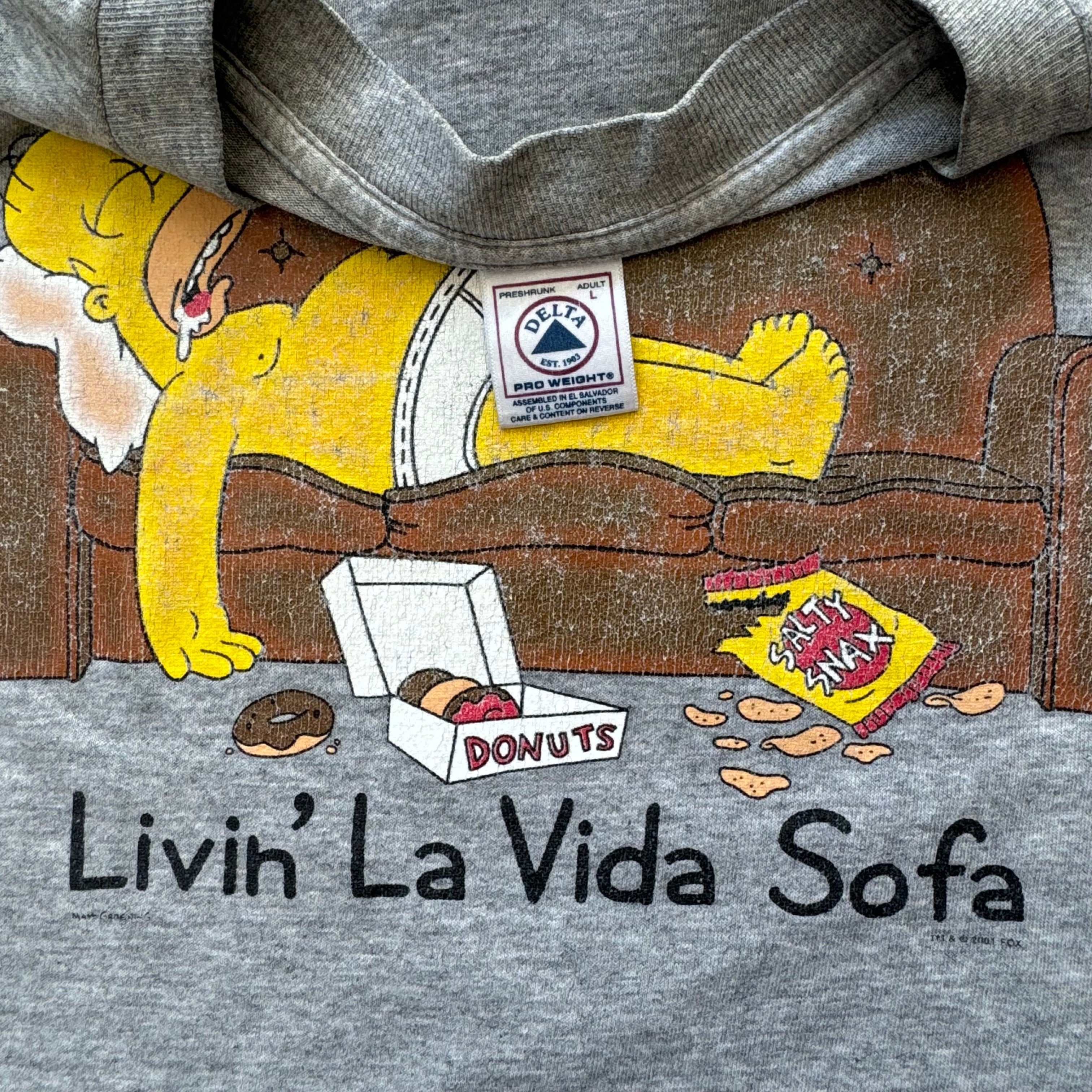 Vintage Simpsons Livin La Vida Sofa T-shirt Sz L