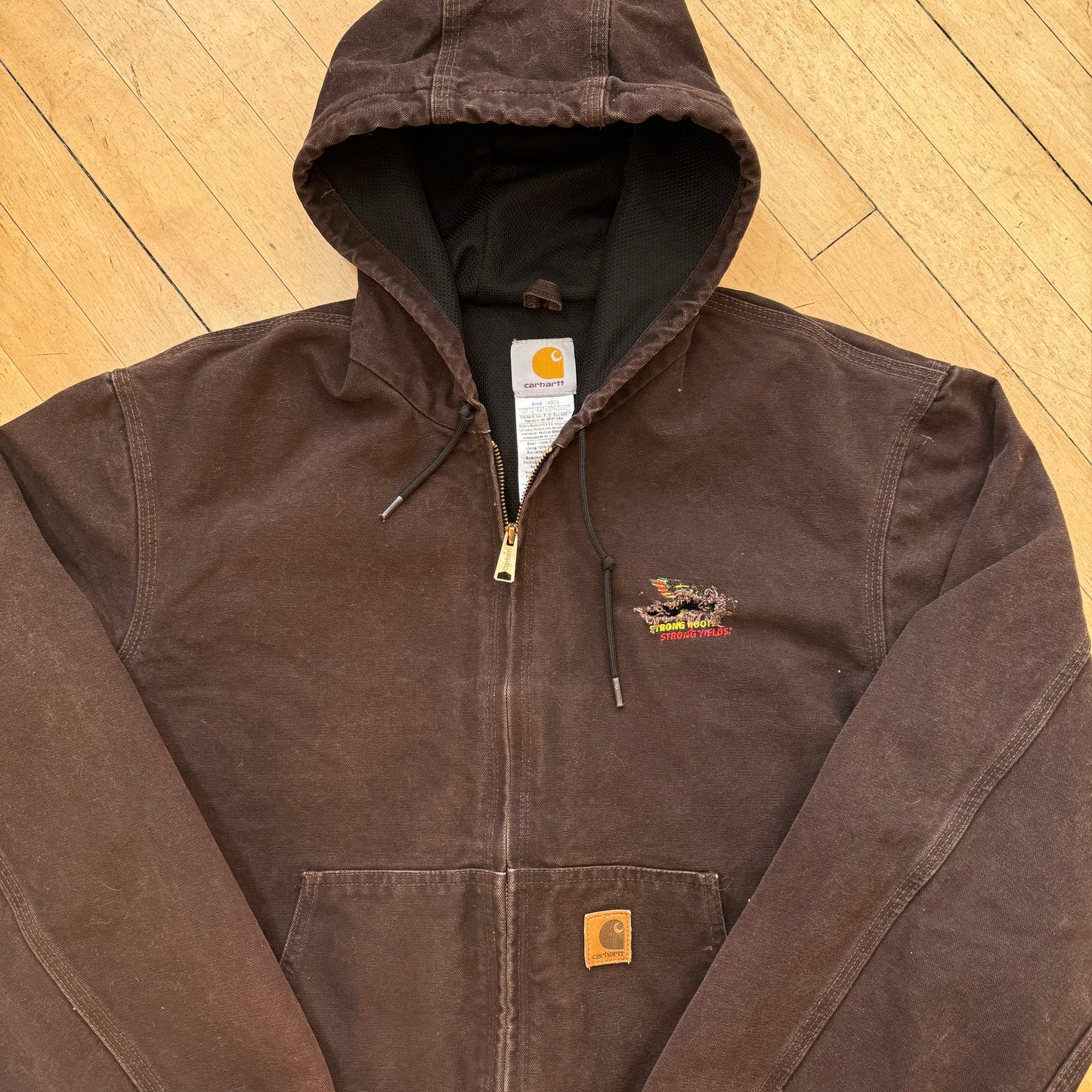 Vintage Brown Carhartt Hooded Workwear Jacket Sz L