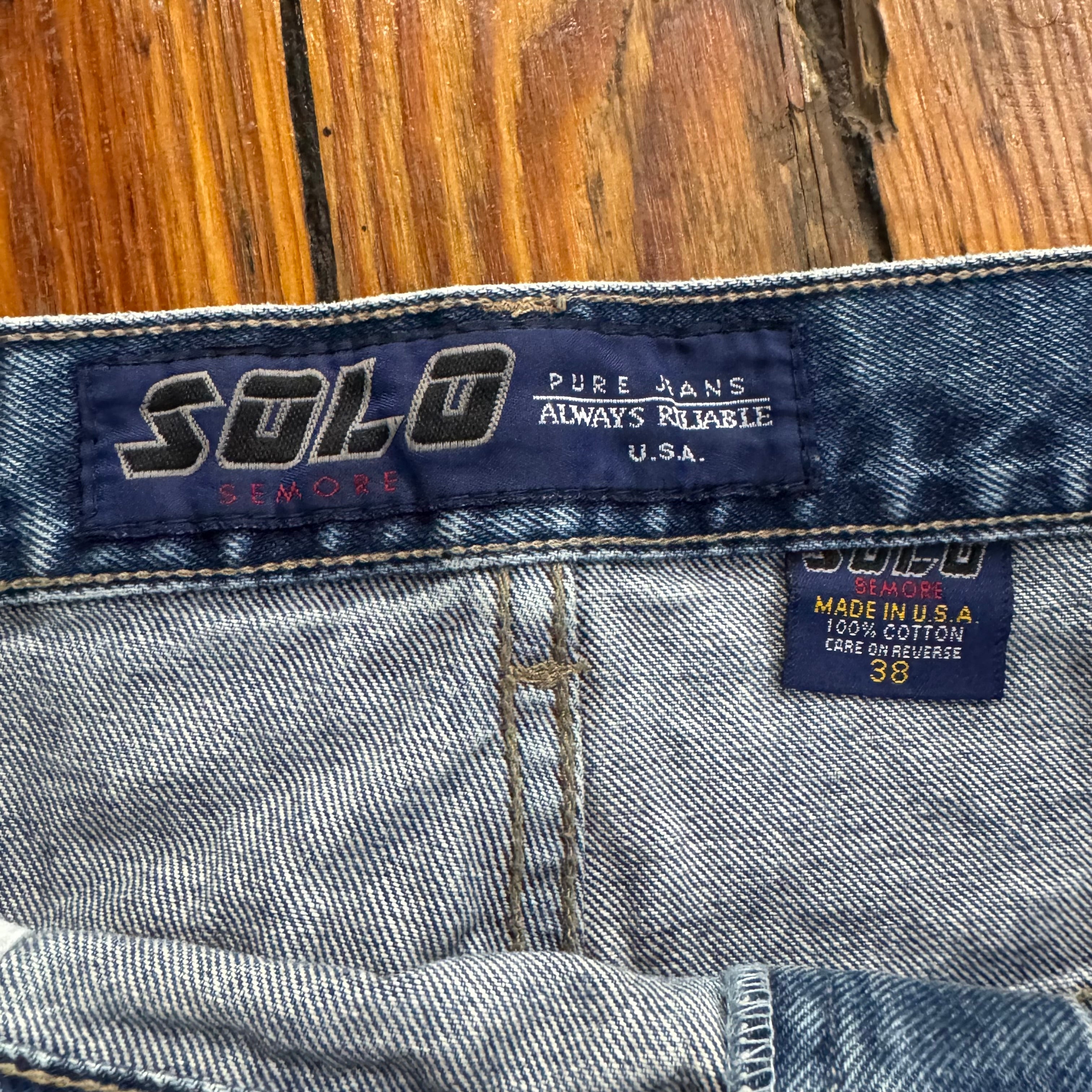 Vintage Solo Embroidered Denim Jeans Sz 38