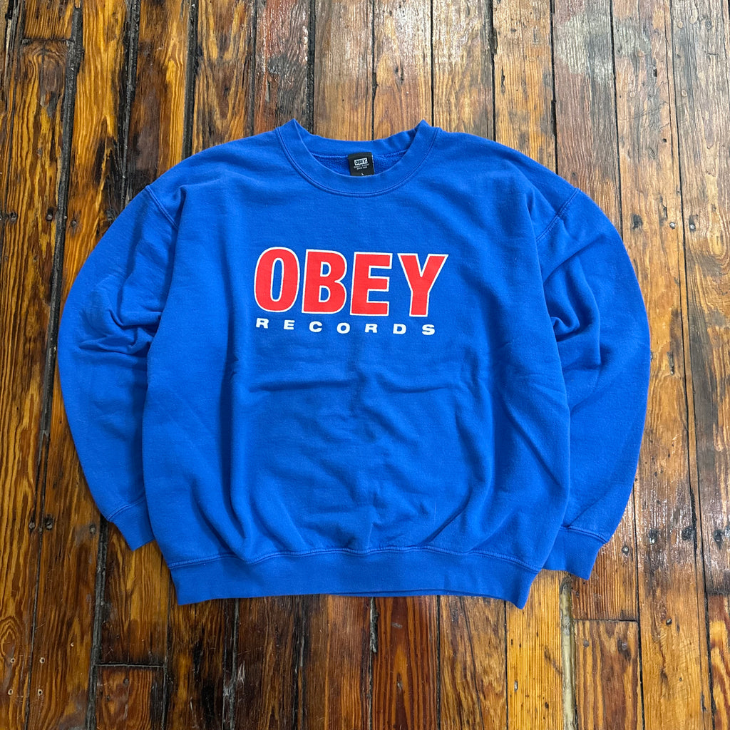 Y2K Obey Records CrewNeck Sz L
