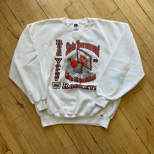 Vintage Rock Valley Rockets 95’ State Tournament CrewNeck Sz L