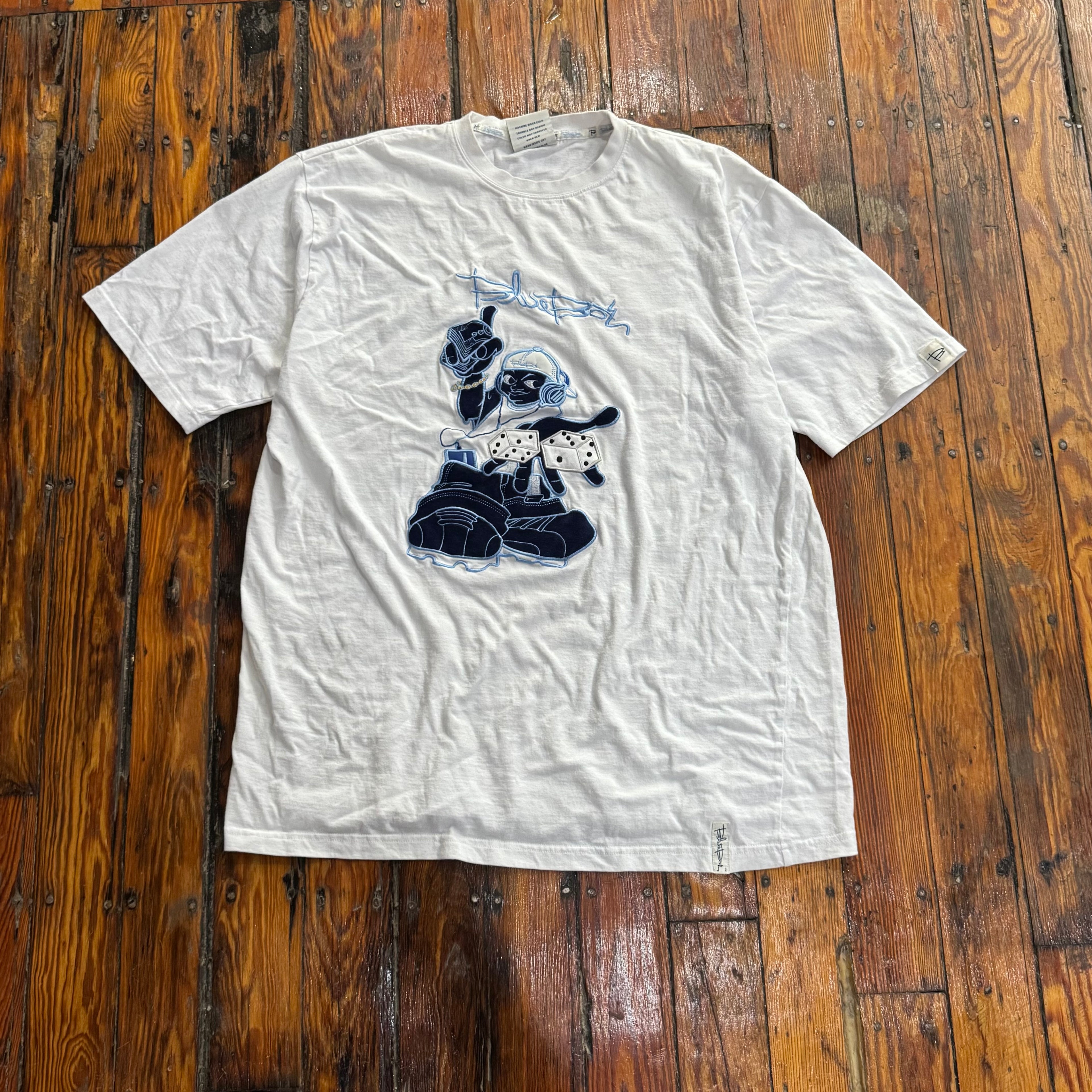 Y2K Blue Box Cartoon Dice T-shirt Sz XL