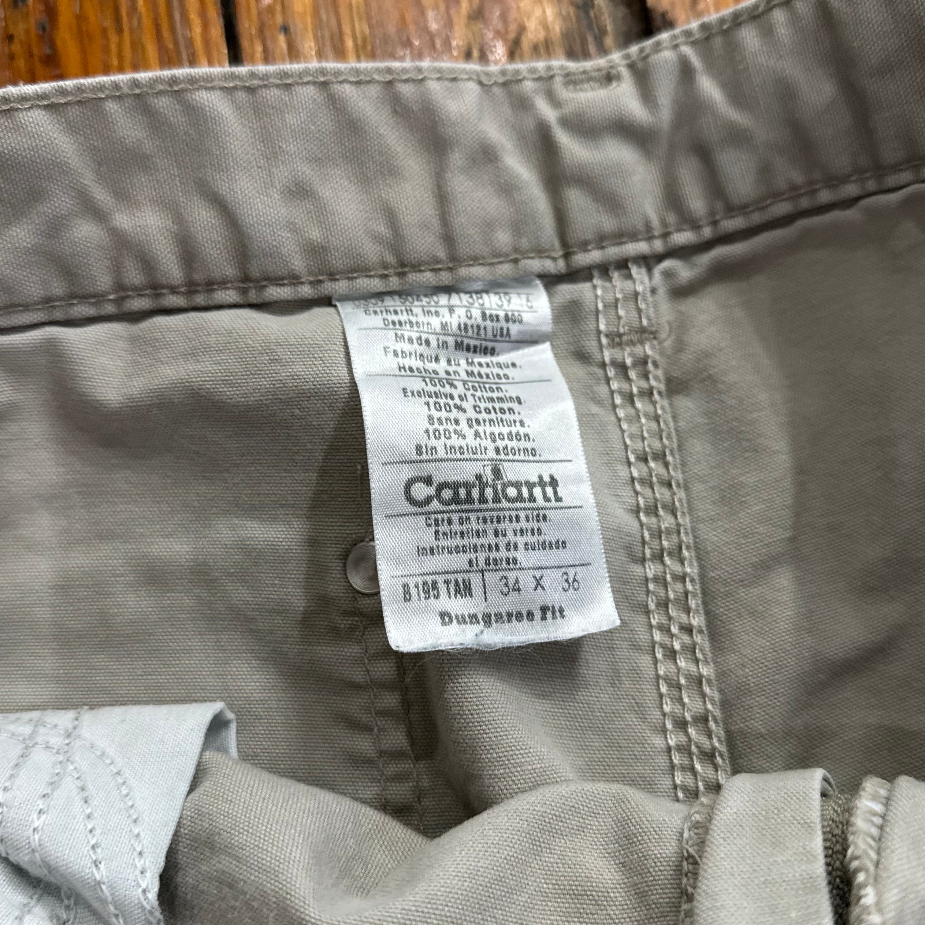 Vintage Carhartt Double Knee Khaki Pants Sz 34x36