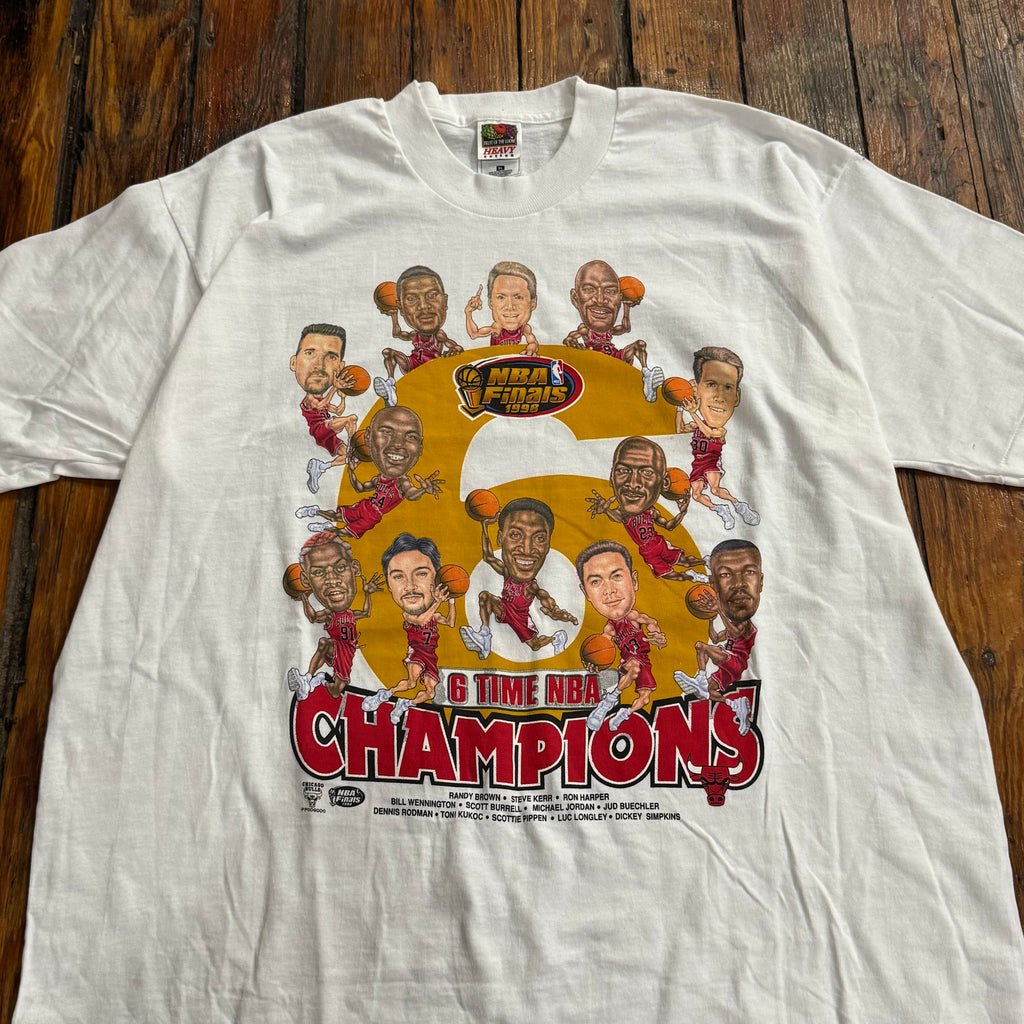 Vintage Chicago Bulls 6 Time Champions T-shirt Sz XL (NEW)