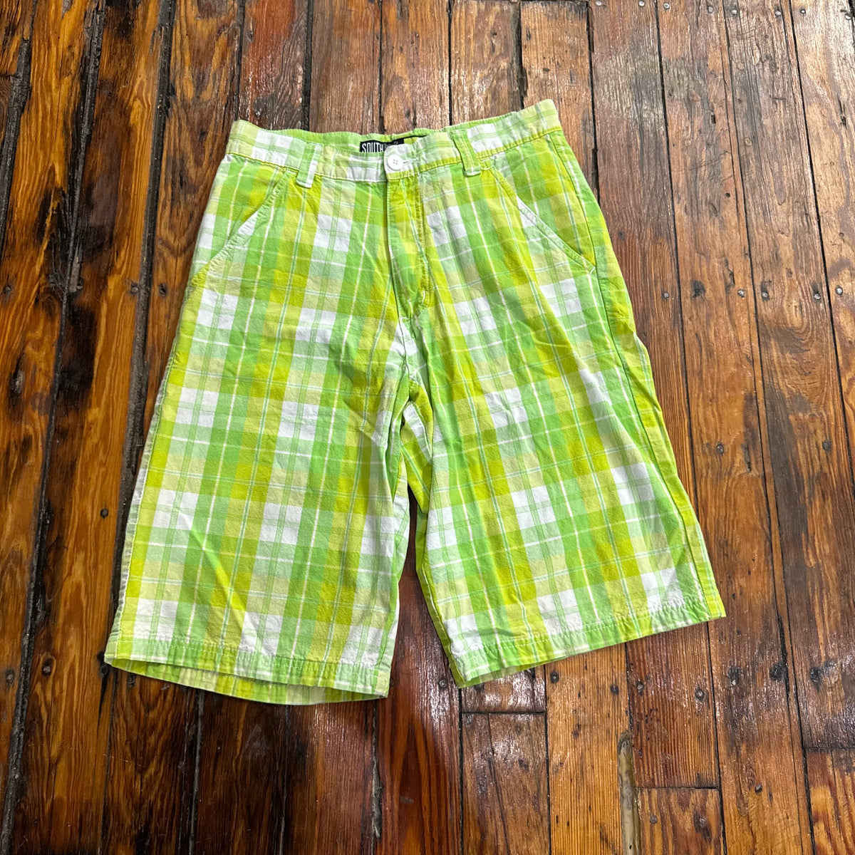 Y2K Plaid SouthPole Khaki Shorts Sz 32